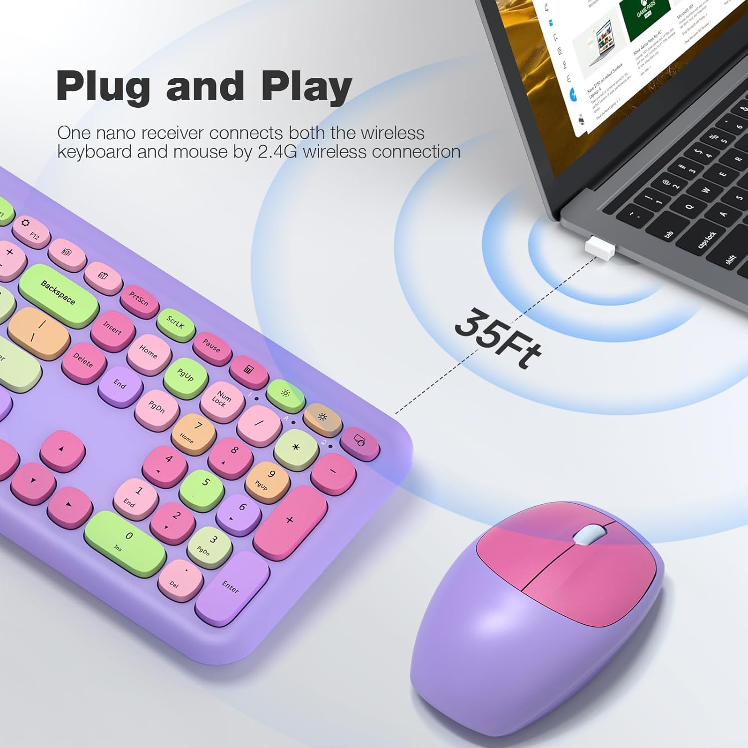 MOFII Wireless Keyboard and Mouse Combo with Flush Keys