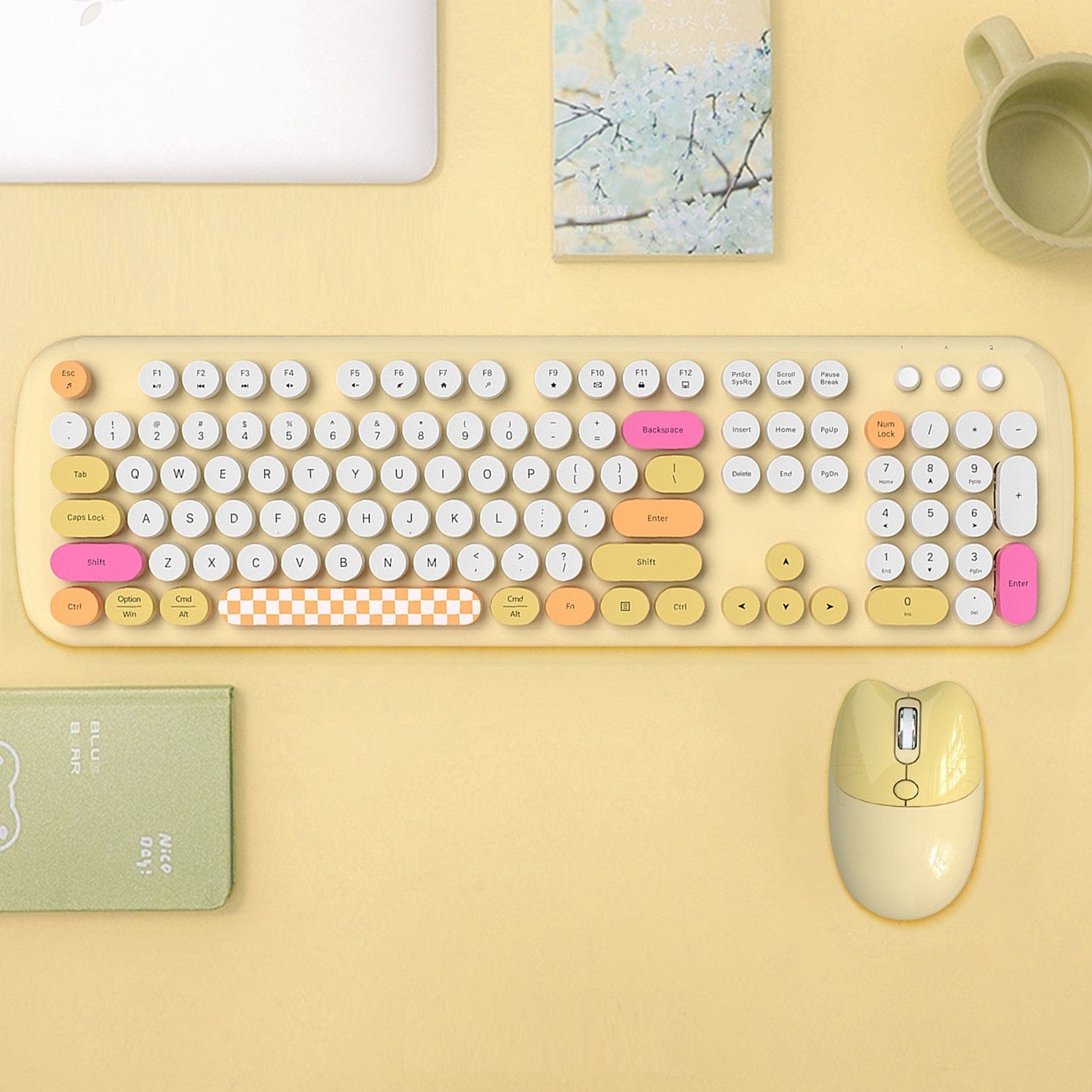 Wireless Keyboard & Mouse Combo - Silent Click, Colorful 104 Keys