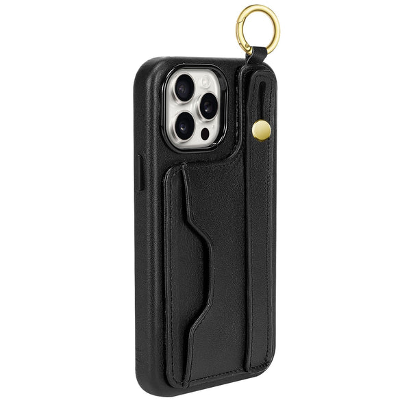 Fingergrip Case with Card Slot for iPhone 15 Pro Max - Black