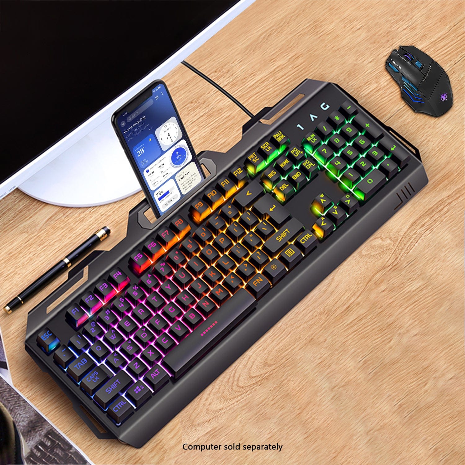 Wired Gaming Keyboard & Mouse Combo - Anti-Ghosting Multi-Key, 7-RGB Backlights