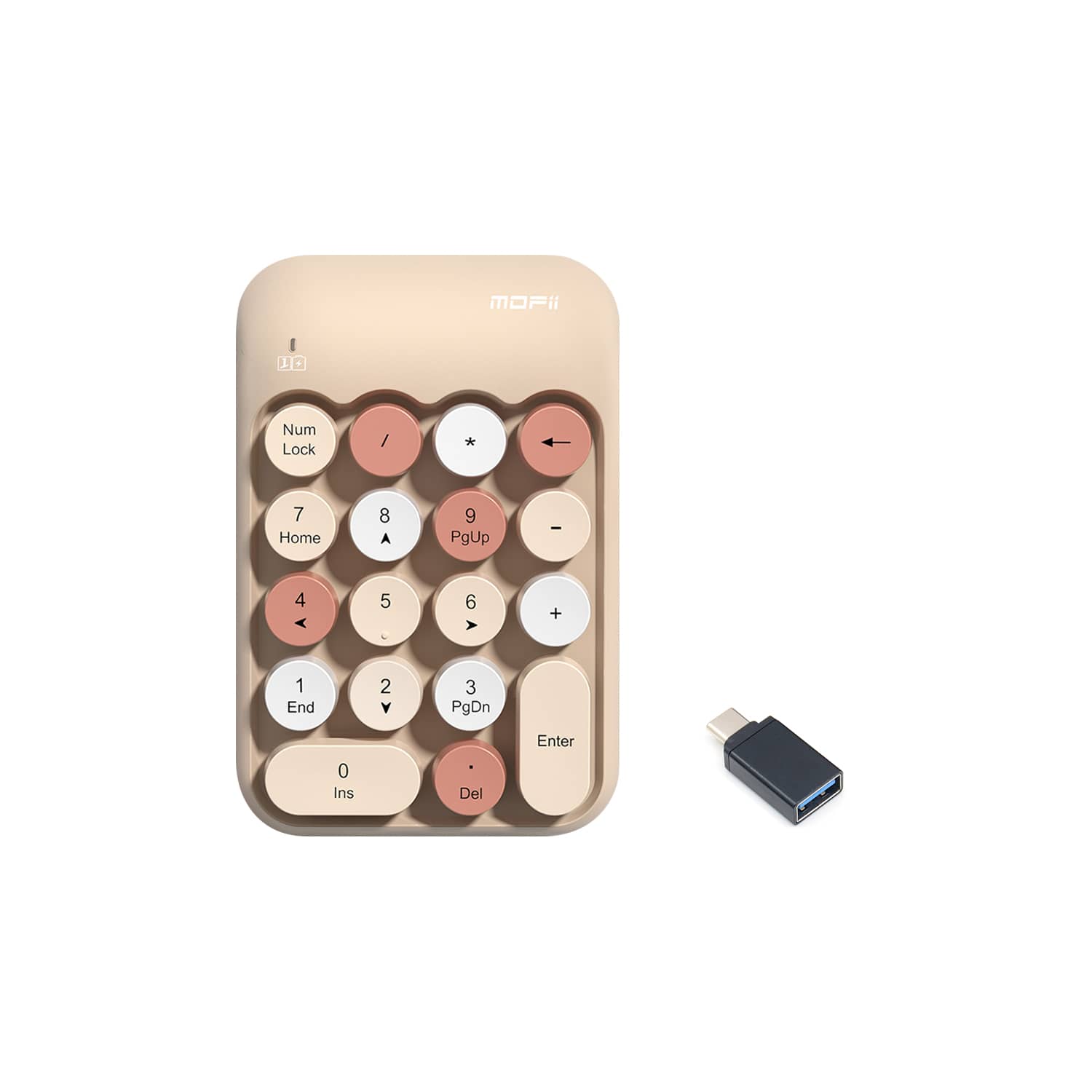 Wireless Numeric Keypad - Retro Ergonomic Design