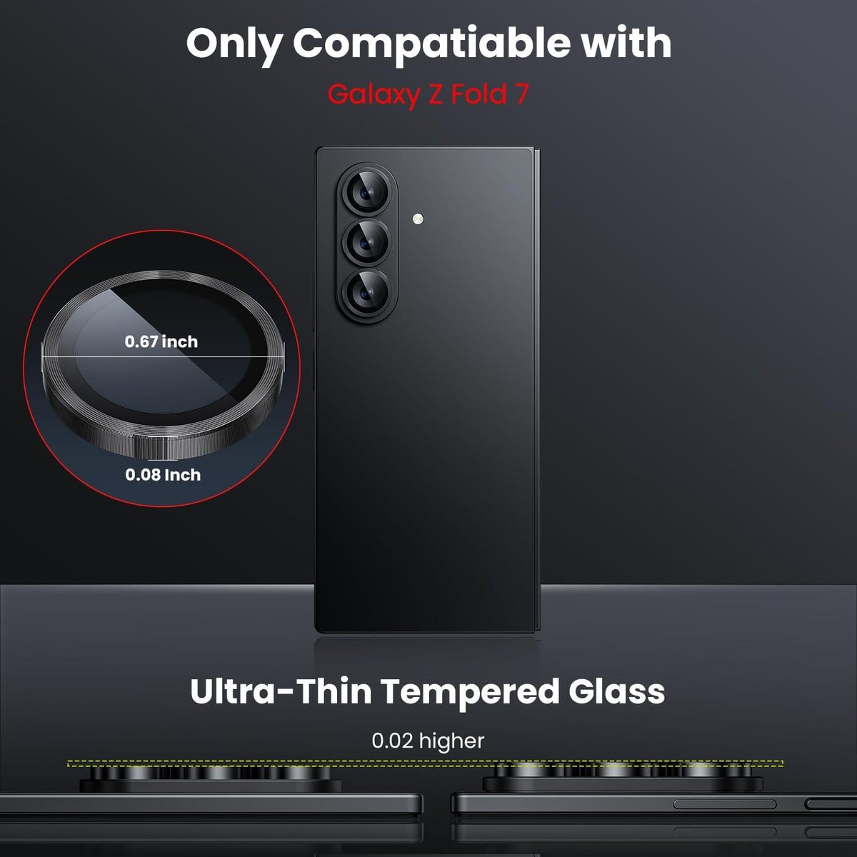 Galaxy Z Fold7 Camera Lens Protector - 9H Tempered Glass with Alignment Tool | ZeroDamage