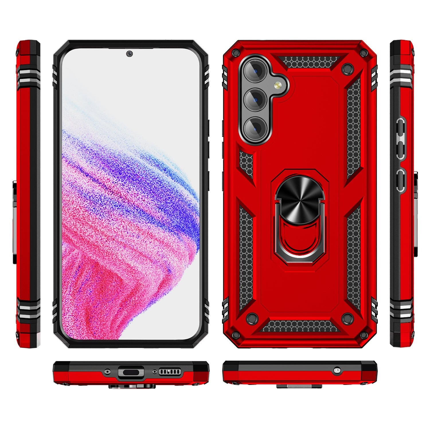 Military Kickstand Series with Belt Clip Case for Samsung Galaxy A54 5G - Red