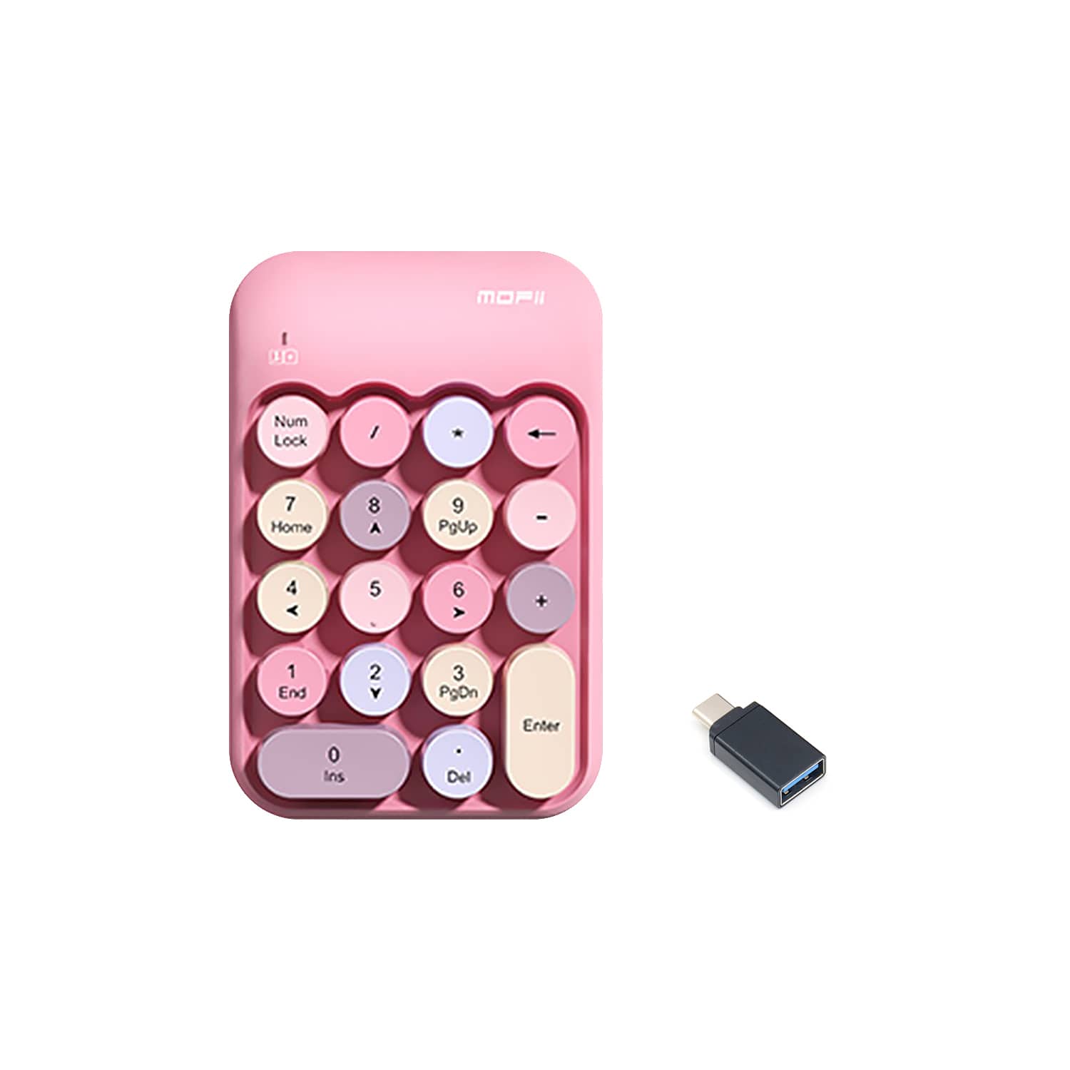 Wireless Numeric Keypad - Retro Ergonomic Design