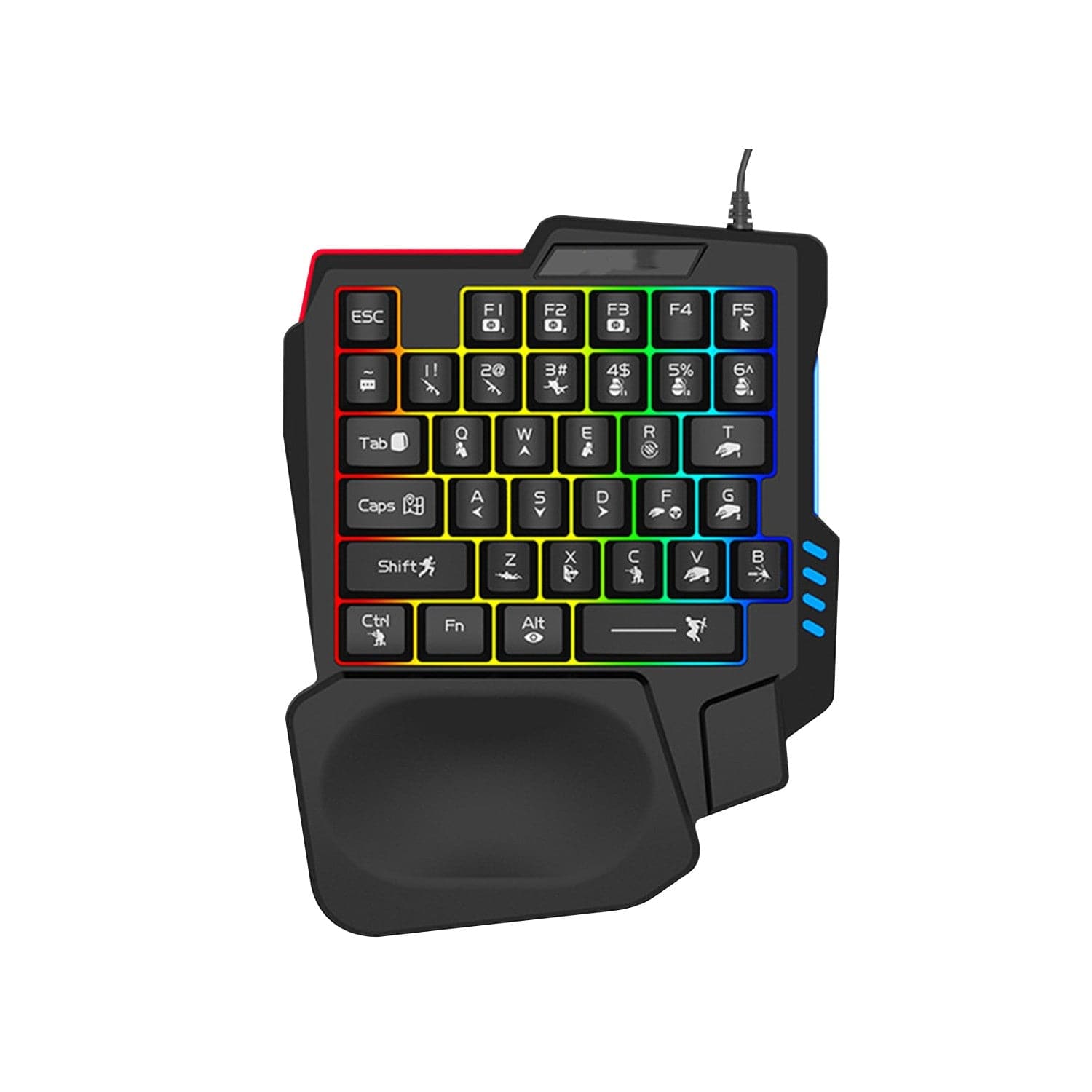 Ergonomic Wired Gaming Keyboard - LED Rainbow Backlight, 35-Key | Ultima Series