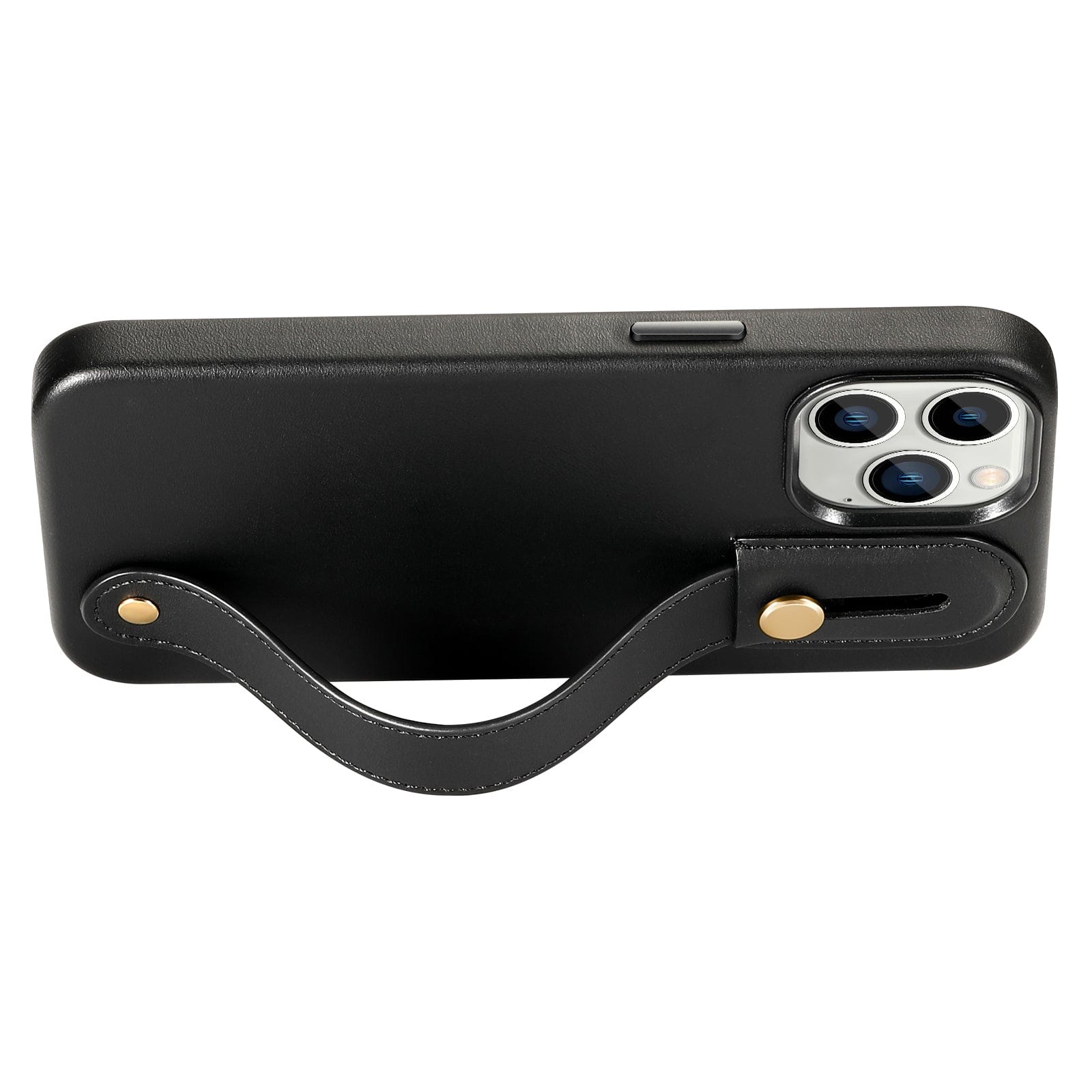 Genuine Leather FingerGrip Series Case with MagSafe for iPhone 15 Pro Max  - Black