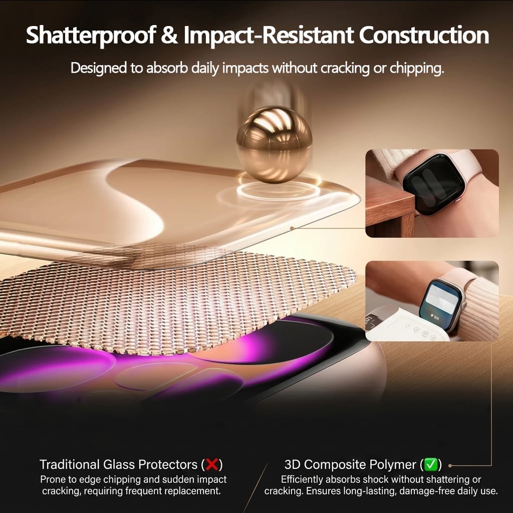 Apple Watch Series 11/10 (42mm) Screen Protector - 3D Hybrid Flexible Film with Applicator | ZeroDamage