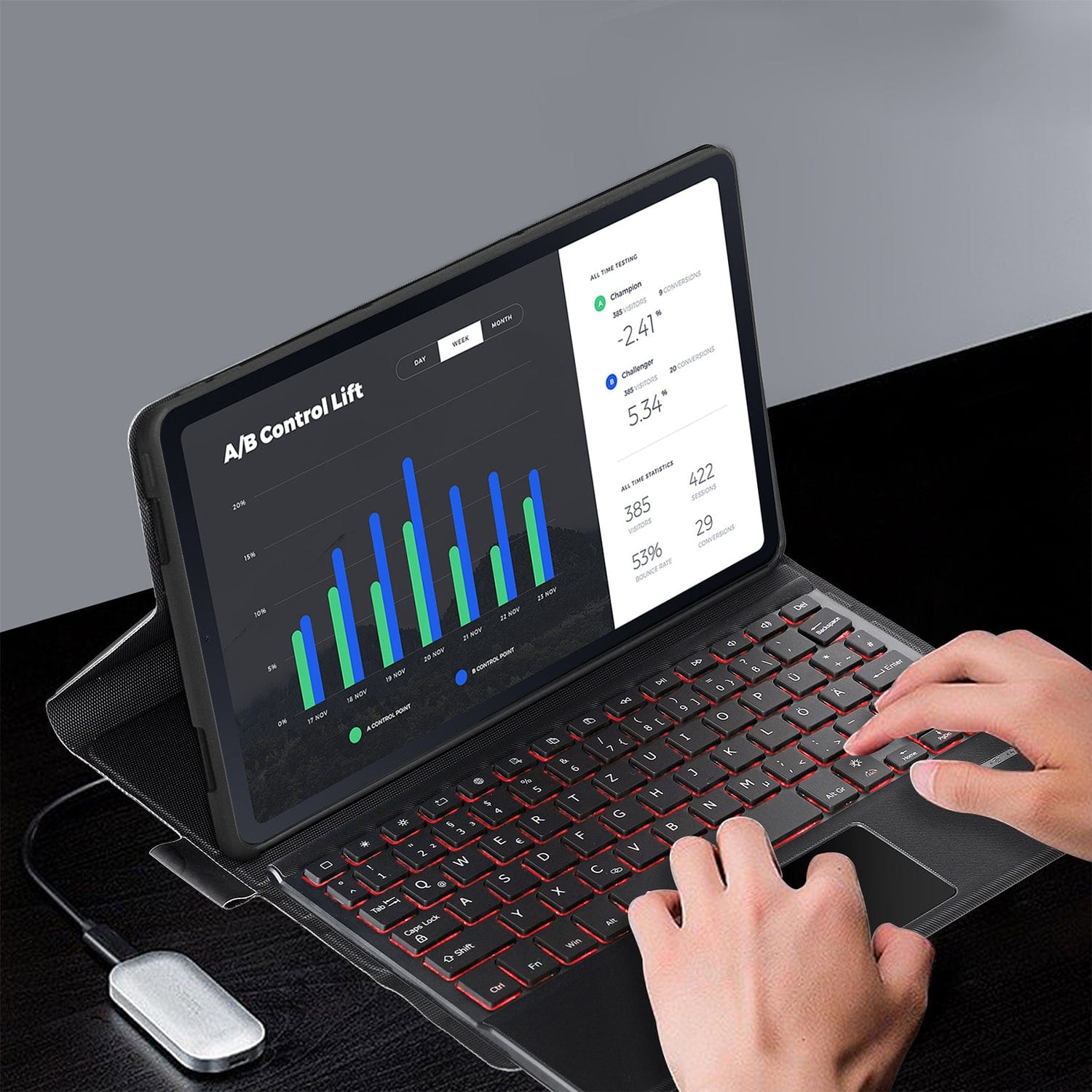 Keyboard Case with Mouse Pad for Lenovo Tab P11 (2nd Generation) - Black