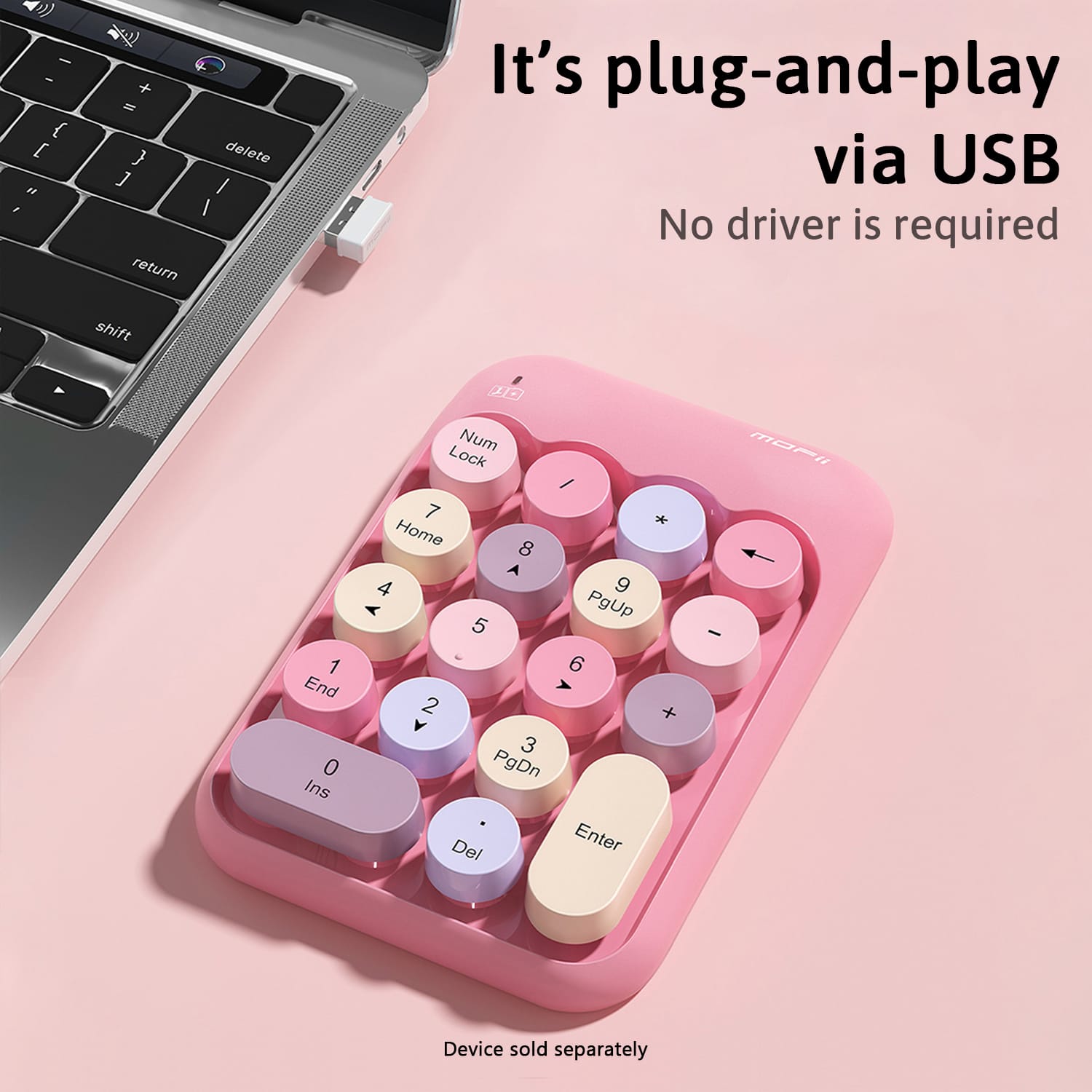 Wireless Numeric Keypad - Retro Ergonomic Design