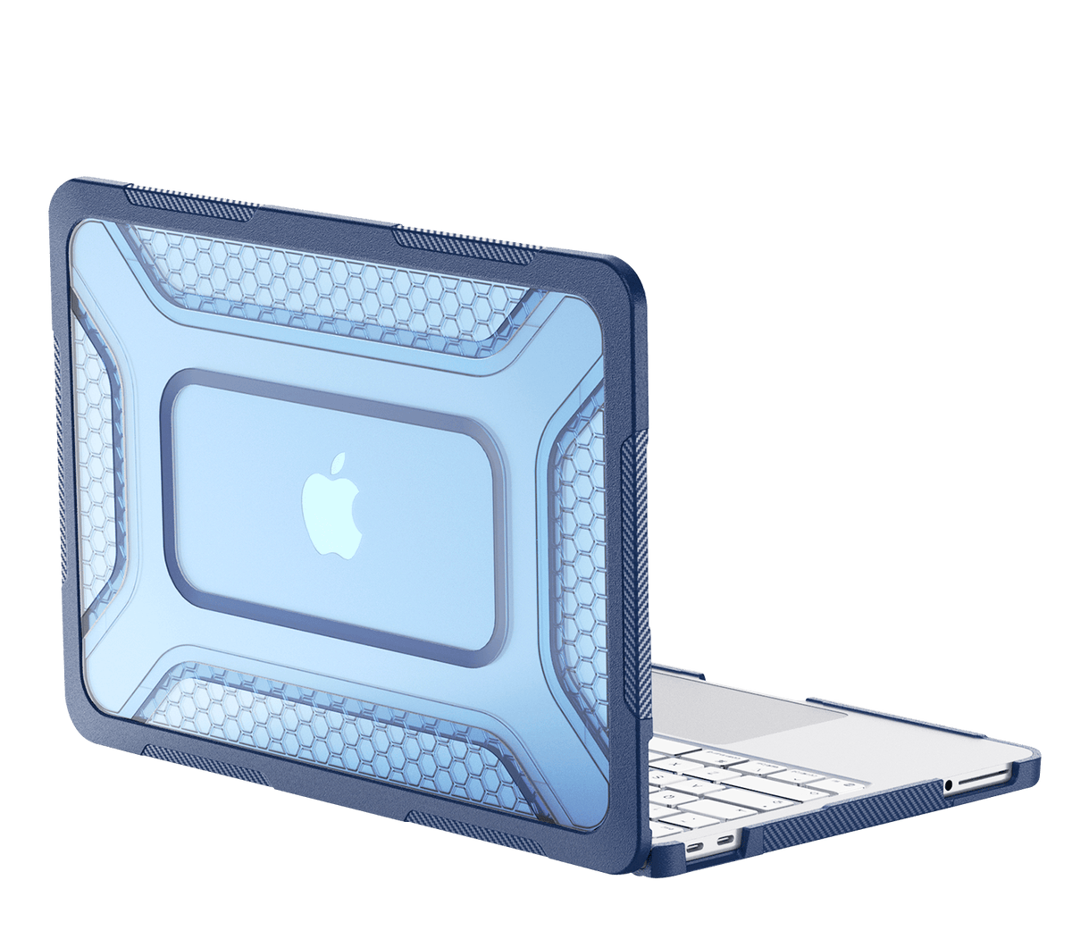 MacBook Neo Raider Series heavy-duty case with adjustable stand - Blue