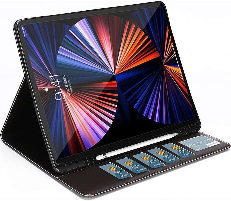 Apple iPad Pro 12.9" (4th,5th, and 6th Gen 2020-2022) Protection Kit Bundle - Business Folio Case with Tempered Glass Screen - Black