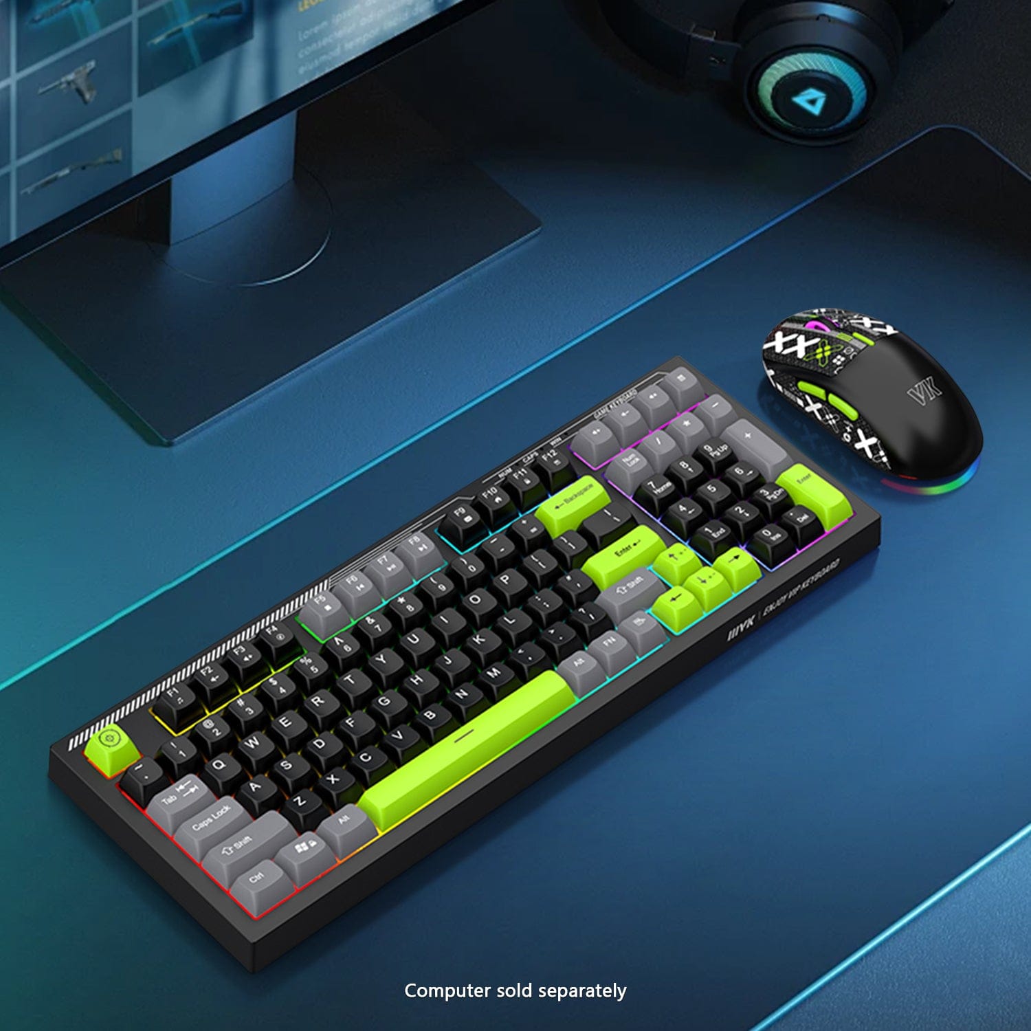 Wired Gaming Keyboard & Mouse Combo - 98 Keys, Anti-Ghosting Multi-Key, 7-RGB Backlights