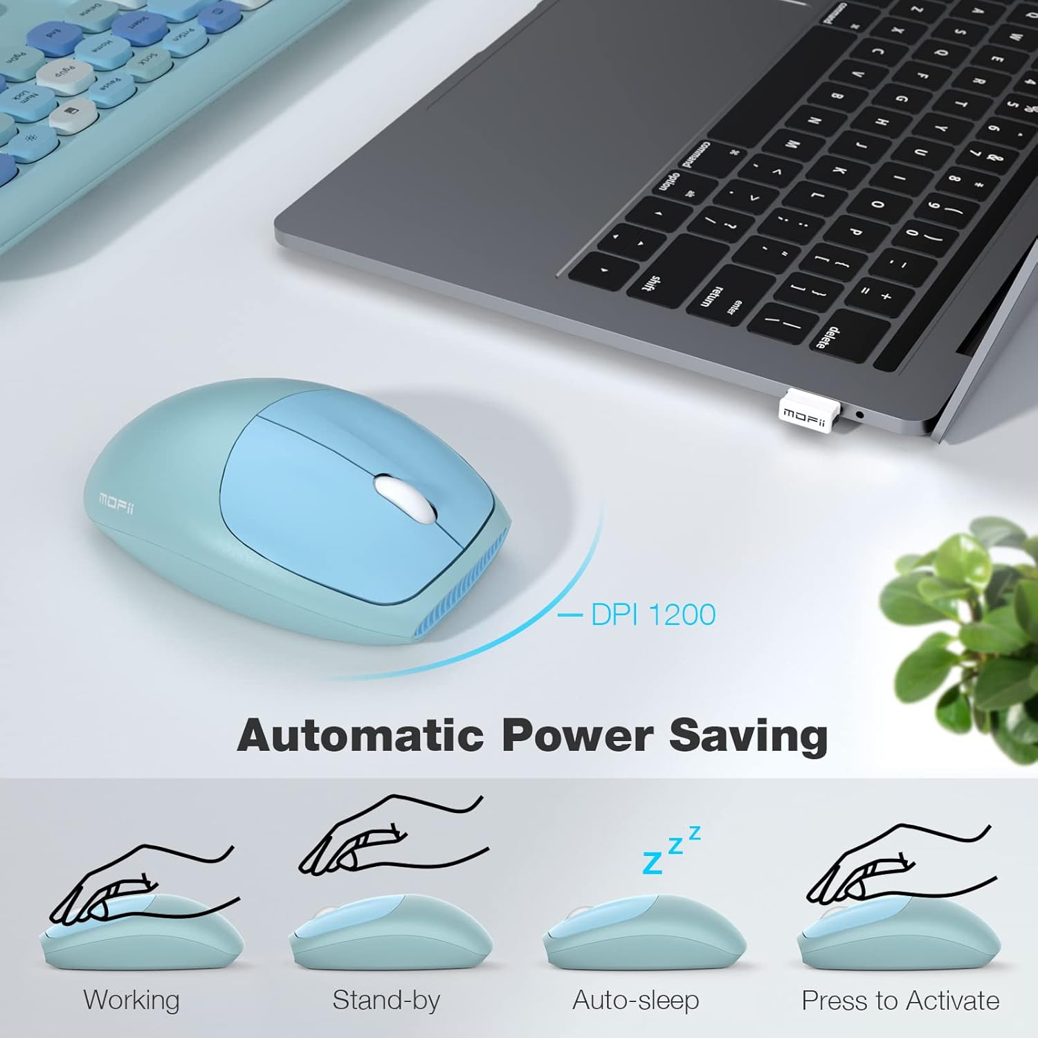 Wireless Keyboard and Mouse Combo with Aqua Flush Keys