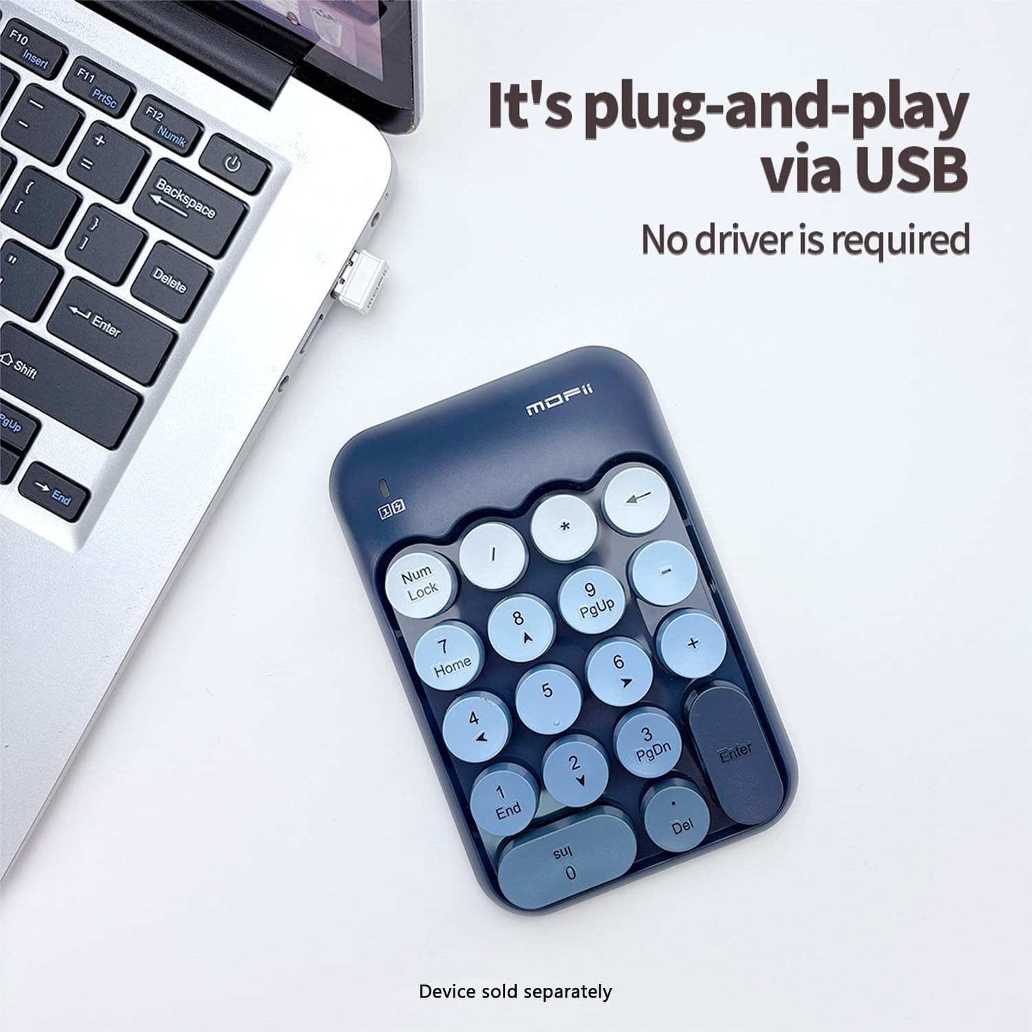Wireless Numeric Keypad - Retro Ergonomic Design