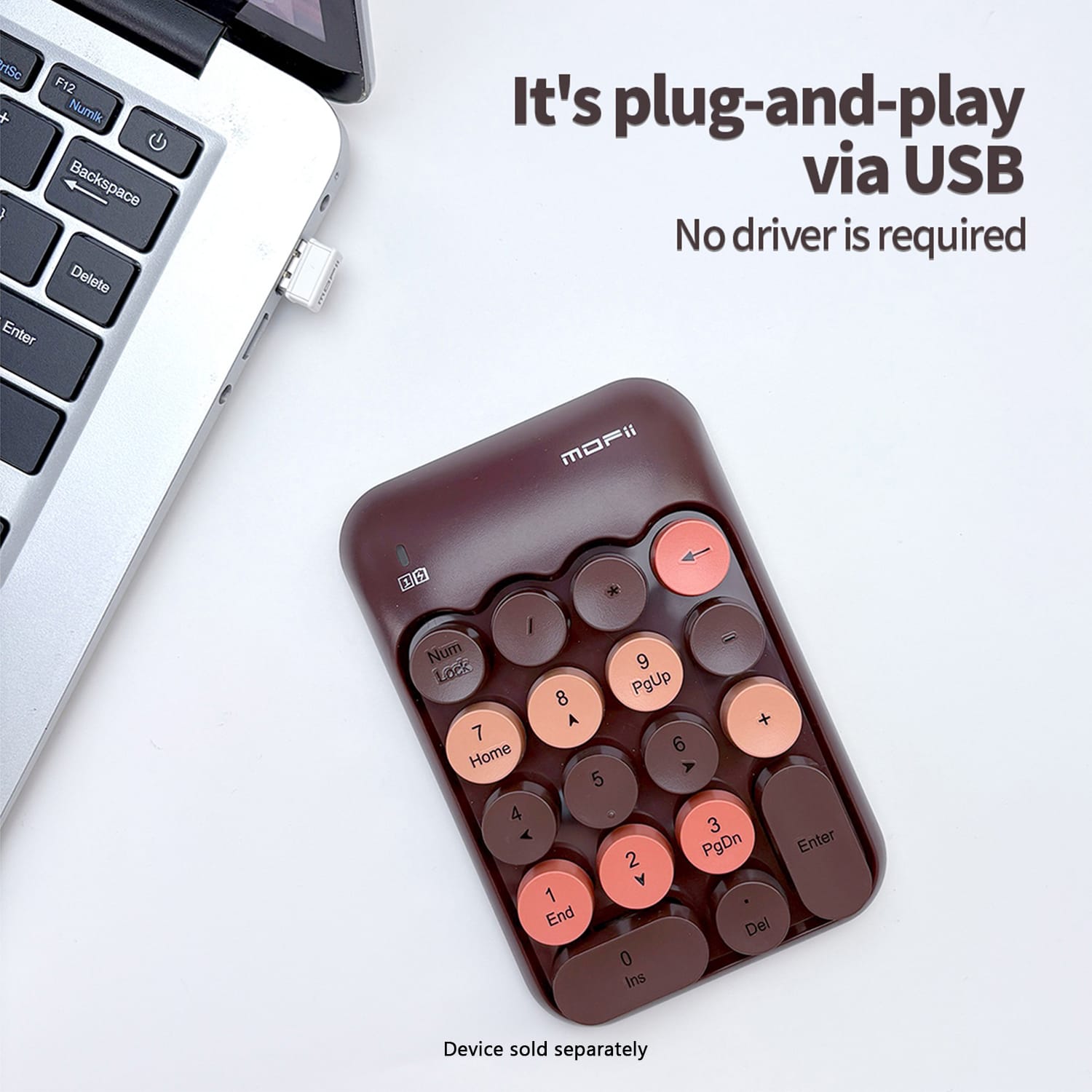 Wireless Numeric Keypad - Retro Ergonomic Design