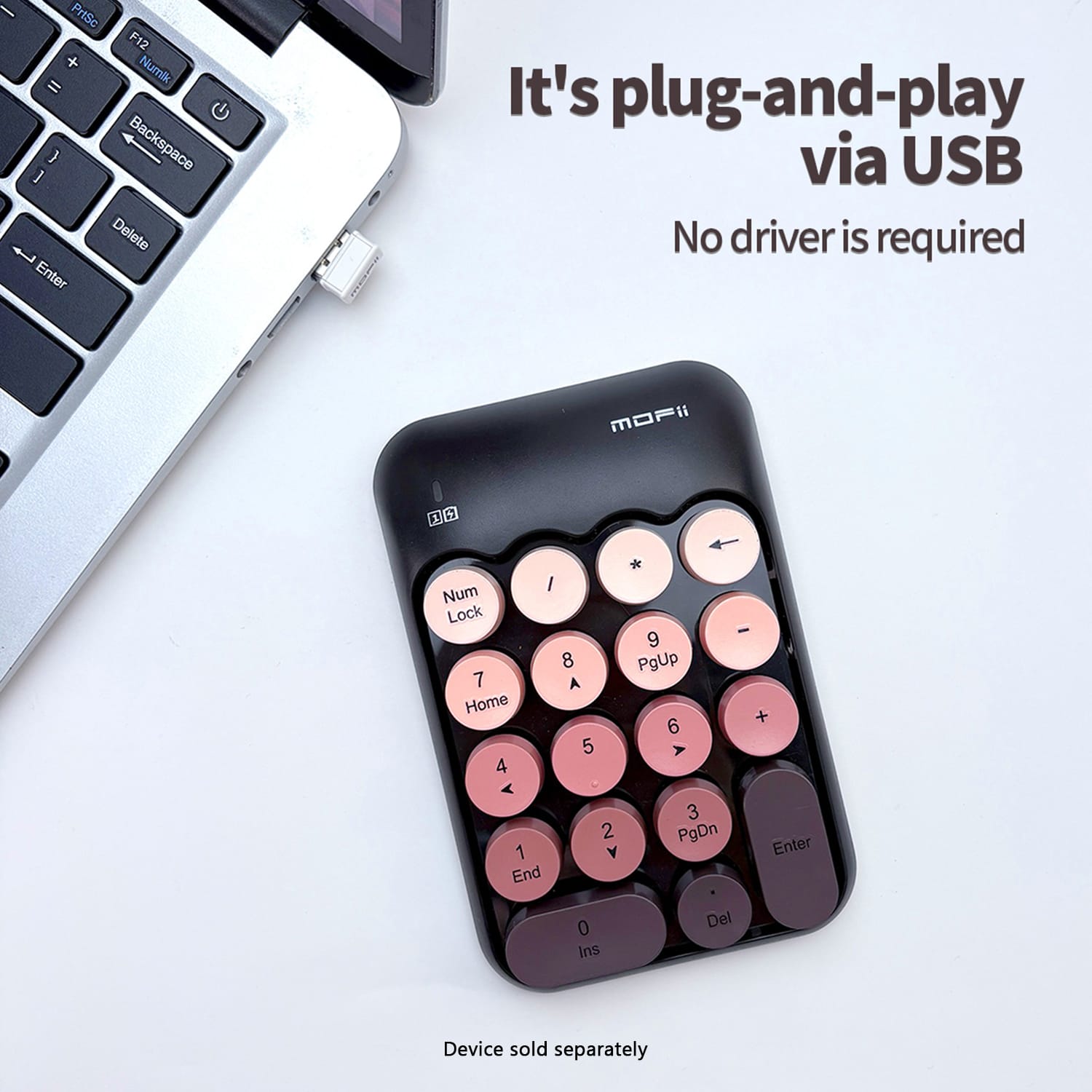 Wireless Numeric Keypad - Retro Ergonomic Design