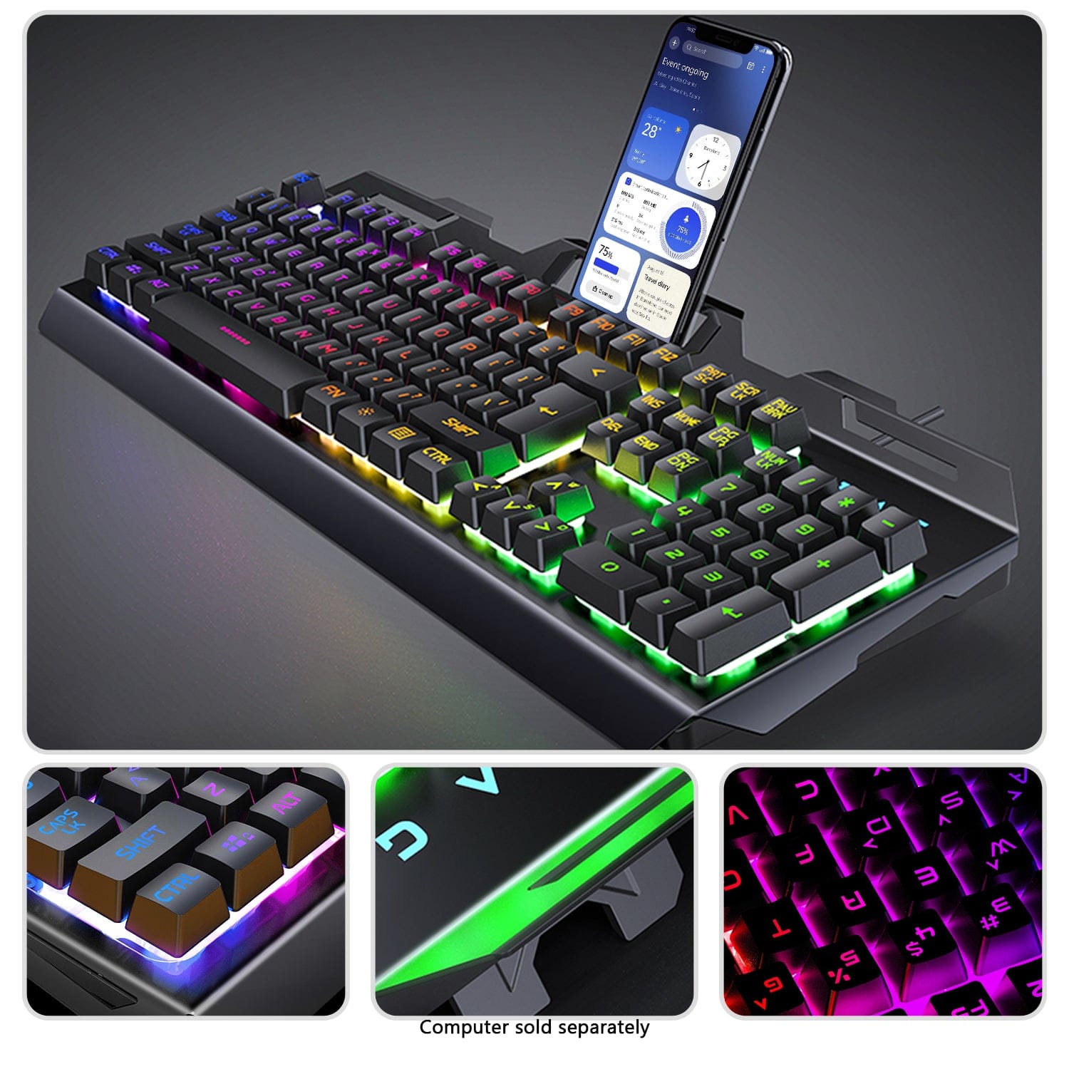 Wired Gaming Keyboard & Mouse Combo - Anti-Ghosting Multi-Key, 7-RGB Backlights