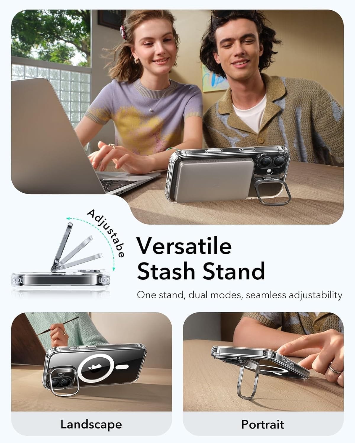 Venture Series Kickstand Case Compatible with Magsafe for Apple iPhone 17 - Clear