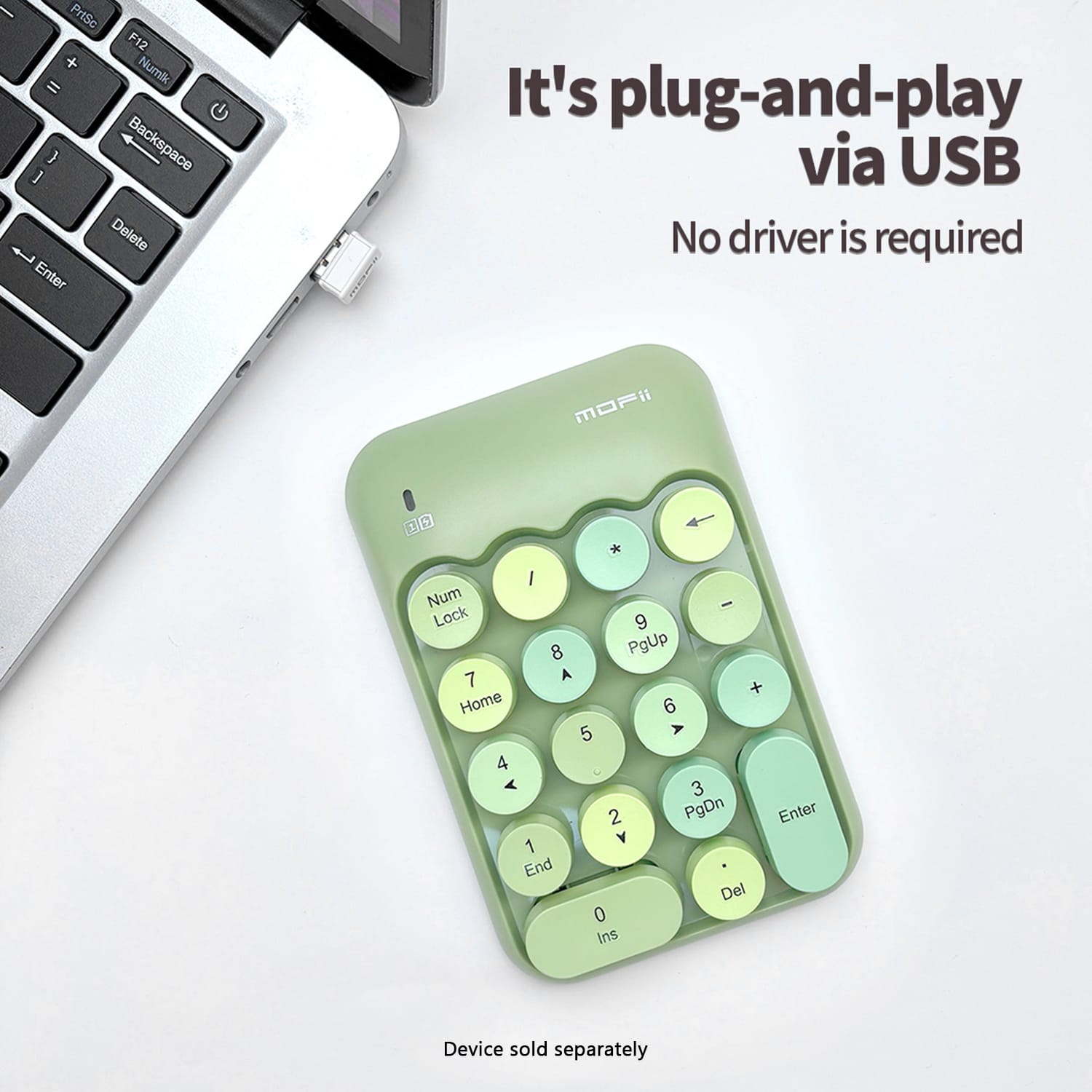 Wireless Numeric Keypad - Retro Ergonomic Design