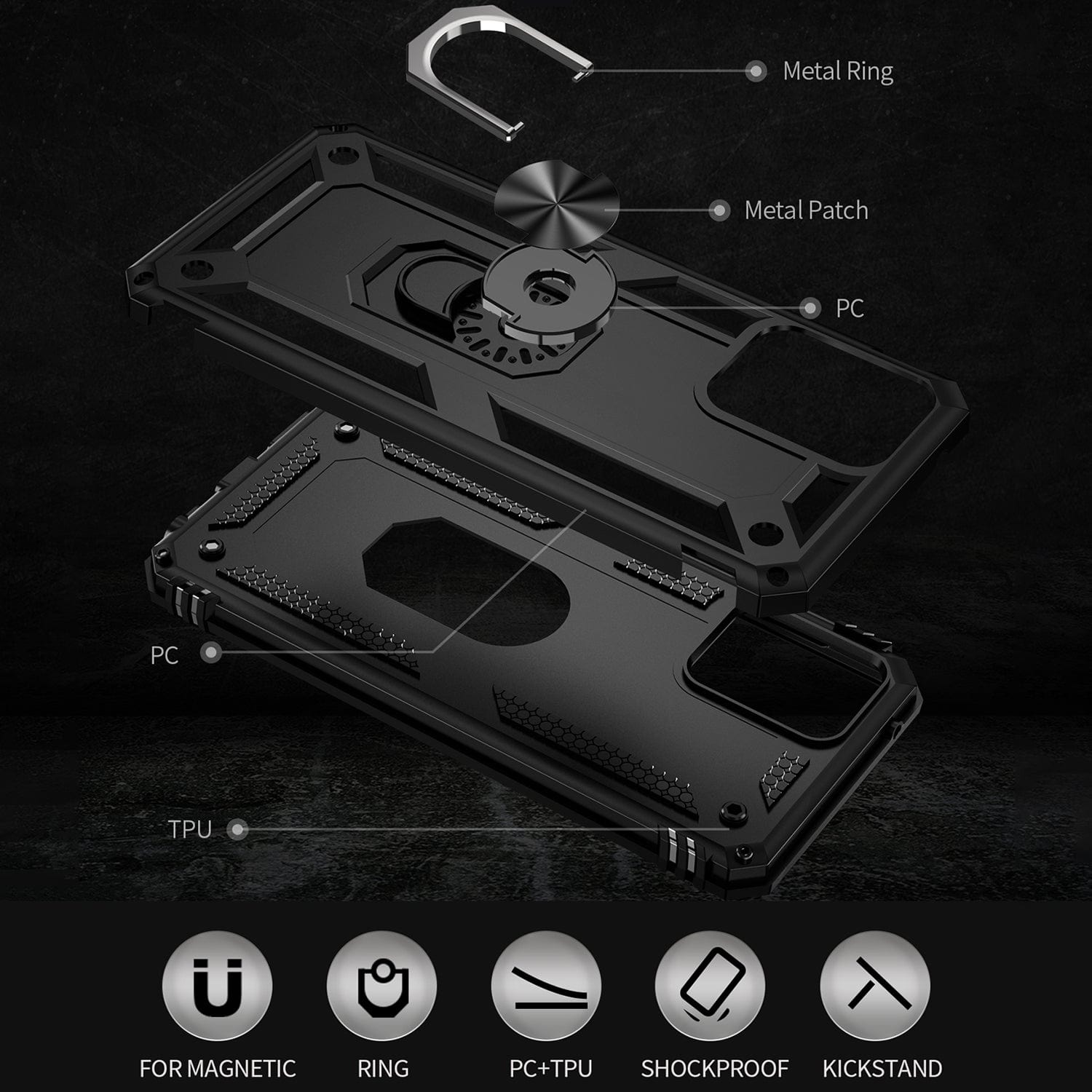 Military Kickstand Series Case for Motorola Edge+ (2023) - Black