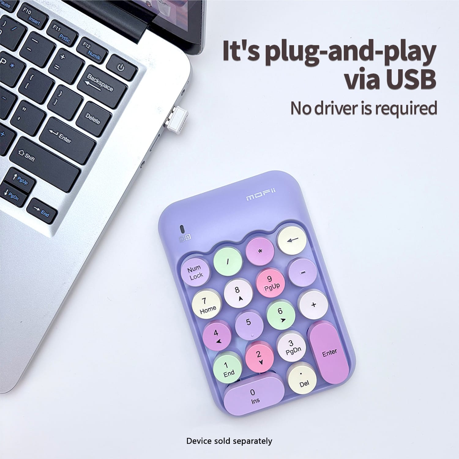 Wireless Numeric Keypad - Retro Ergonomic Design