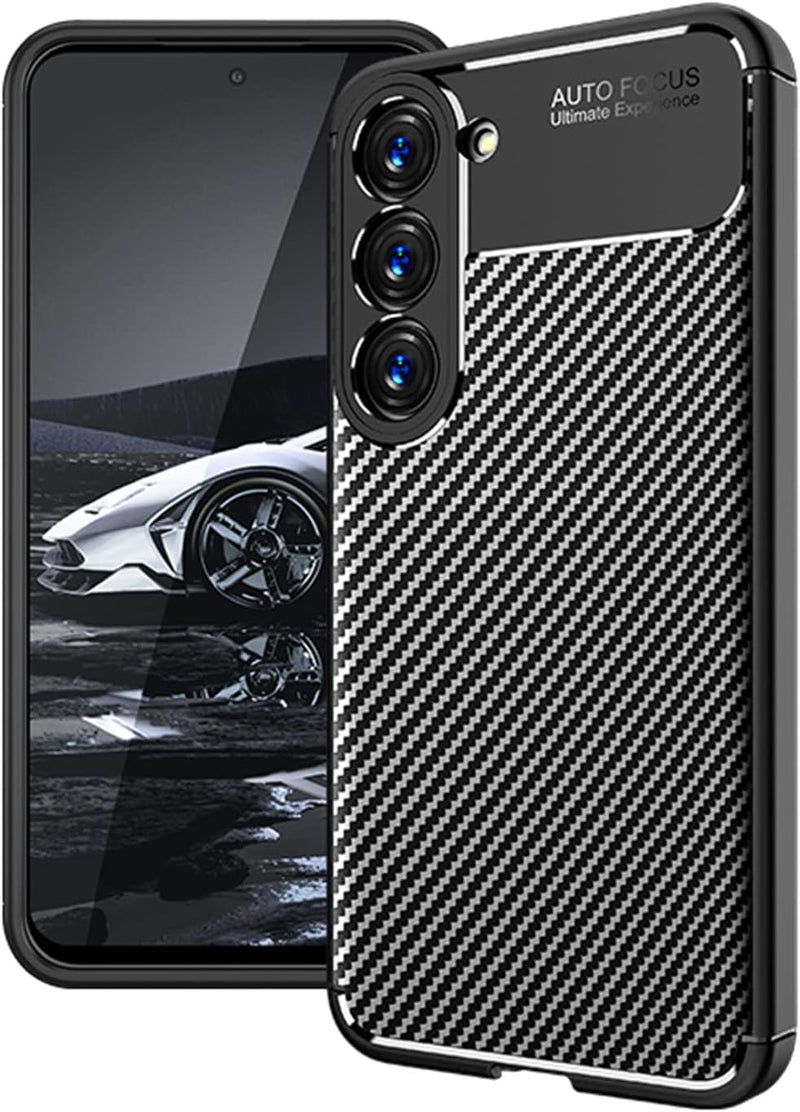 Samsung Galaxy S23 Protection Kit Bundle - Anti-Slip Series Case with Tempered Glass Screen and Camera Protector - Black