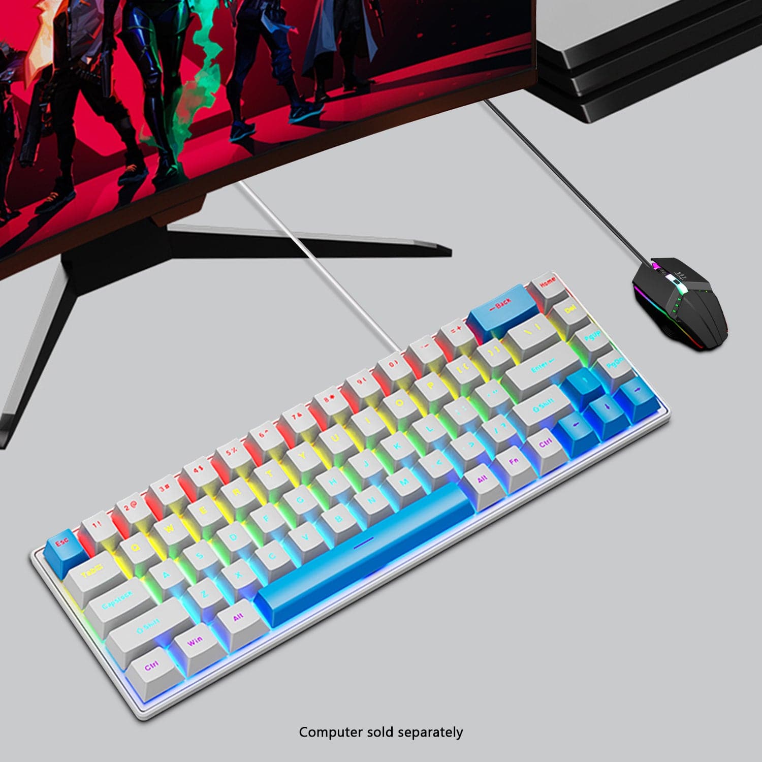 Wired Gaming Keyboard & Mouse Combo - Anti-Ghosting Multi-Key, 68 Keys