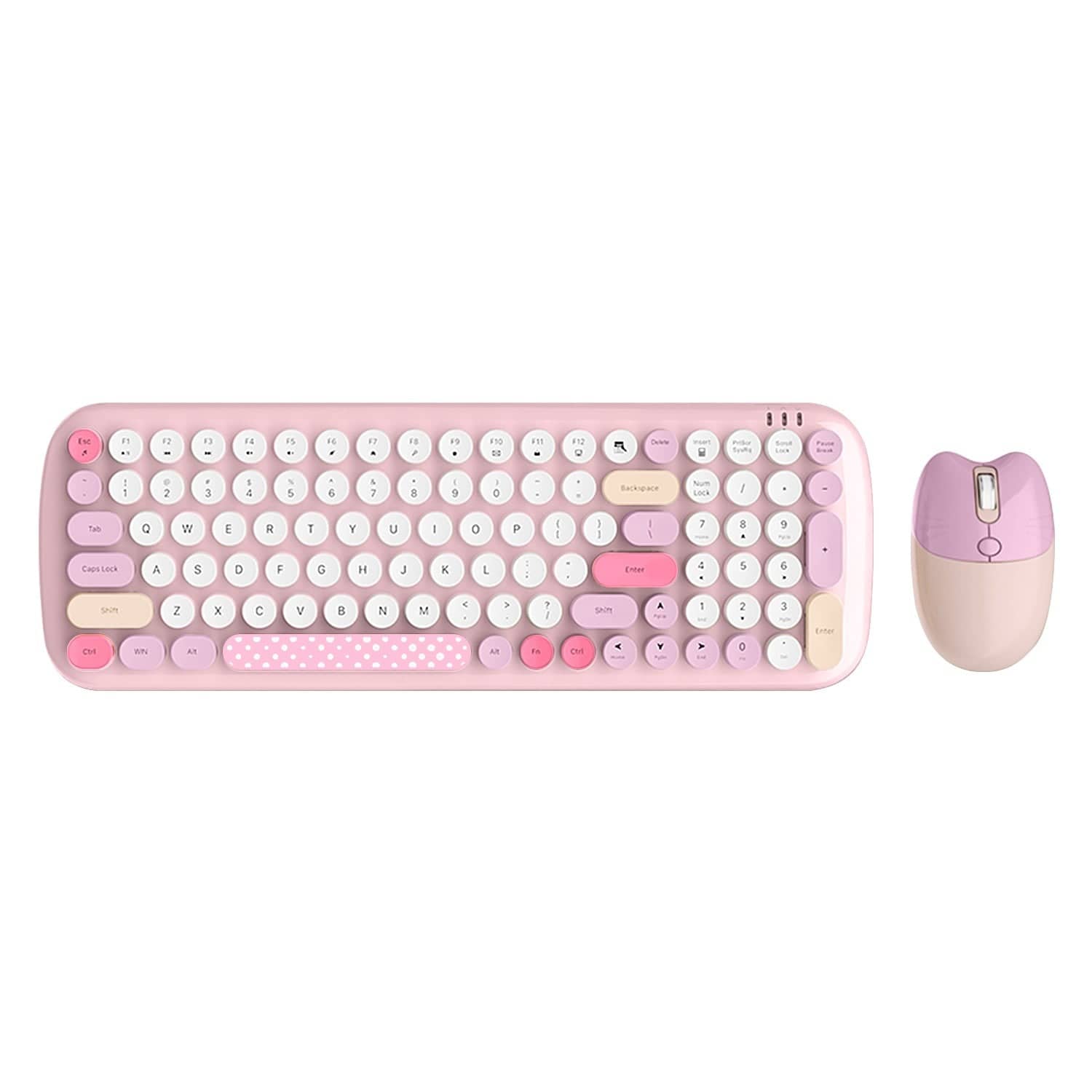 Wireless Keyboard & Mouse Combo - Soft Click, Colorful 100 Keys