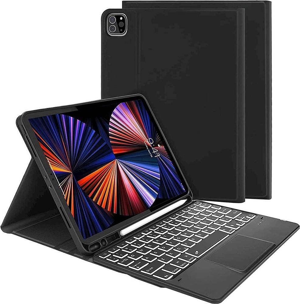 Apple iPad Pro 12.9" (4th,5th, and 6th Gen 2020-2022) Protection Kit Bundle - Keyboard Folio Case with Tempered Glass Screen