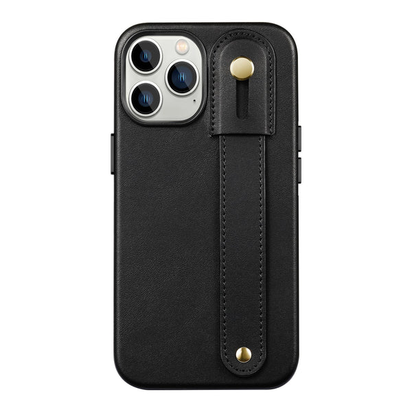 Genuine Leather FingerGrip Series Case with MagSafe for Apple iPhone 15 Pro Max - Black