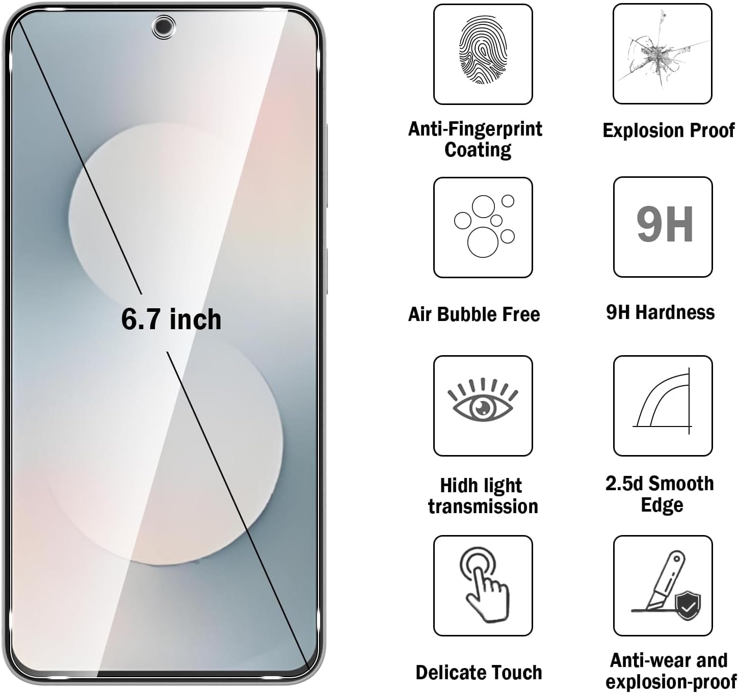 Samsung Galaxy S25 FE Screen Protector - Ultra-Strong Tempered Glass (2-Pack, Clear) | ZeroDamage