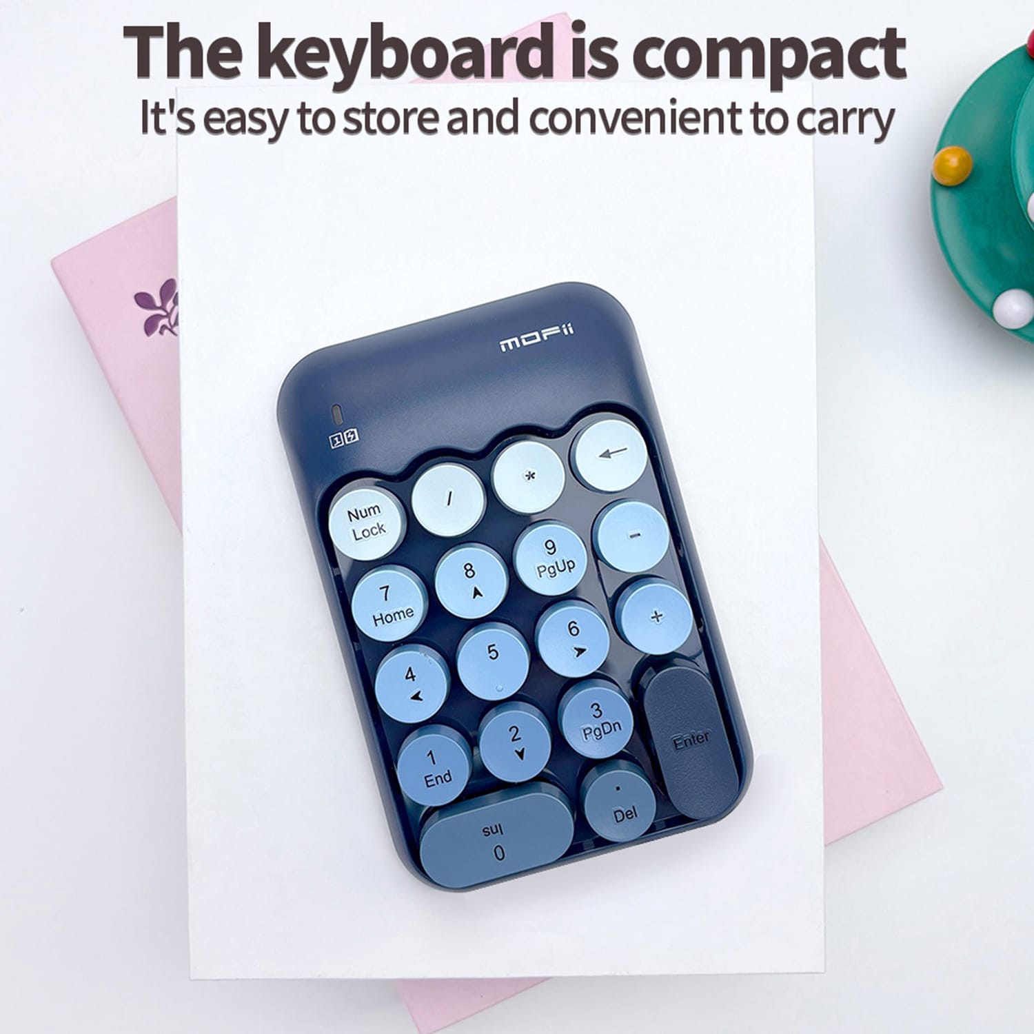 Wireless Numeric Keypad - Retro Ergonomic Design