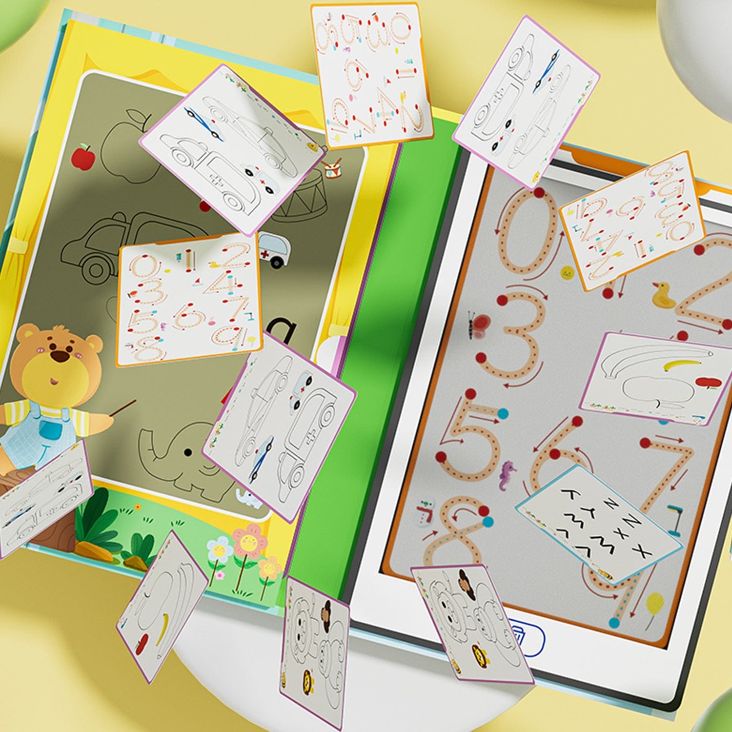 LCD Learning Kids Tablet 8.5" - Letter & Animal Tracing, One-Touch Erase