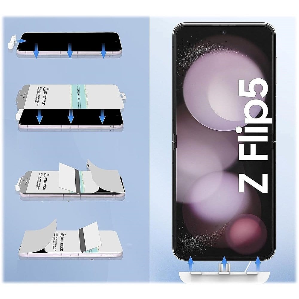 ZeroDamage Ultra Strong+ Tempered Glass + Film Screen Protector for Samsung Galaxy Z Flip5 (2-Pack) - Clear