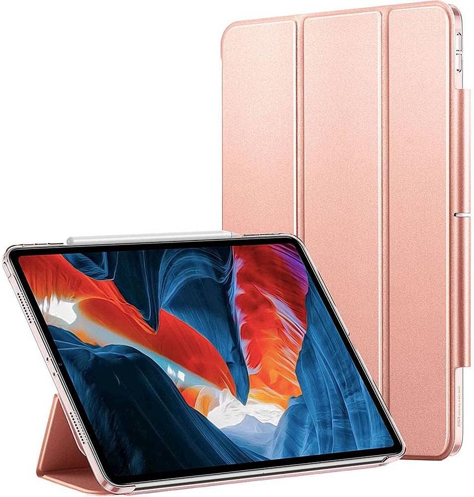 Apple iPad Pro 12.9" (4th,5th, and 6th Gen 2020-2022) Protection Kit Bundle - ESR Folio Case with Tempered Glass Screen (Rose Gold)