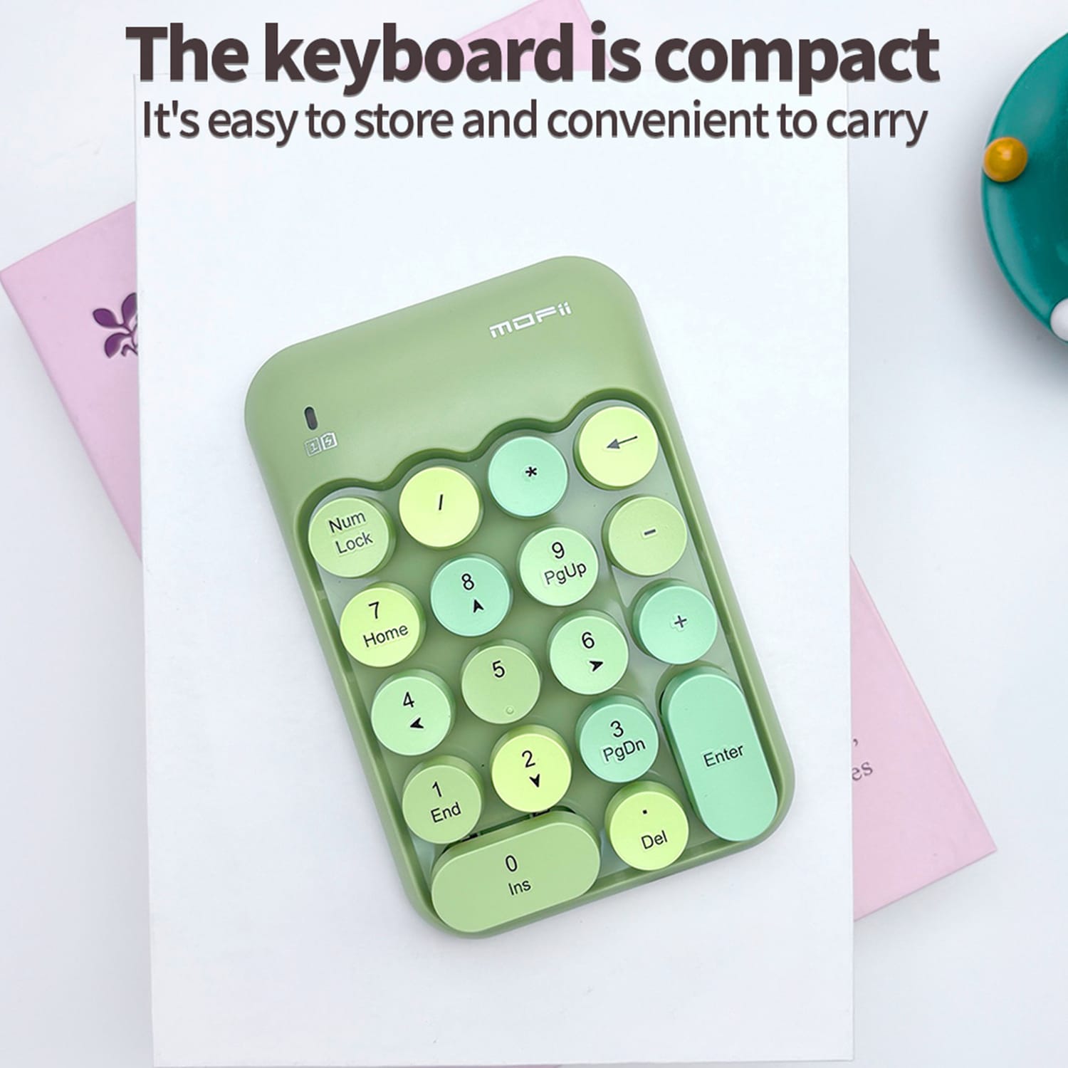 Wireless Numeric Keypad - Retro Ergonomic Design