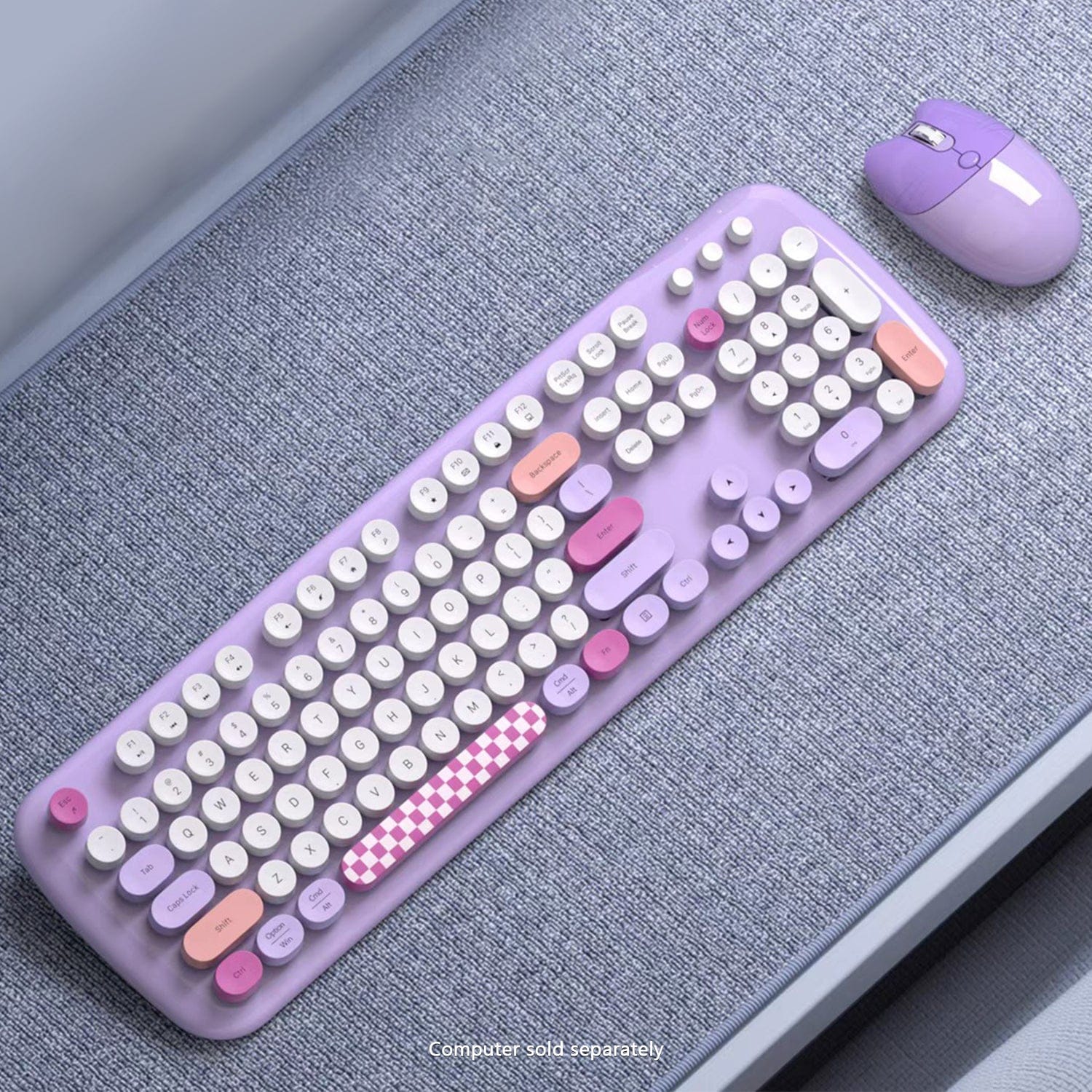 Wireless Keyboard & Mouse Combo - Silent Click, Colorful 104 Keys