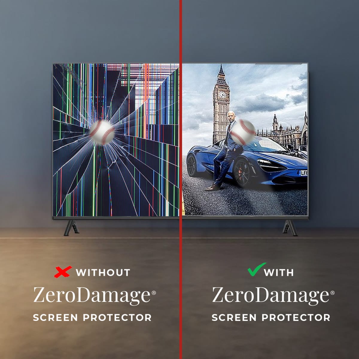 Anti-Blue Light Clear TV Screen Protector - Most 43" TVs