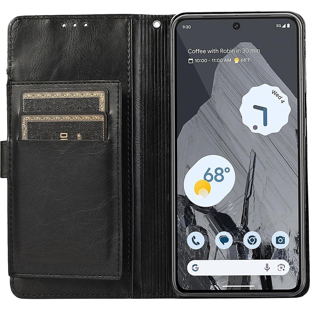 Leather Folio Wallet Case for Google Pixel 8 Pro - Black