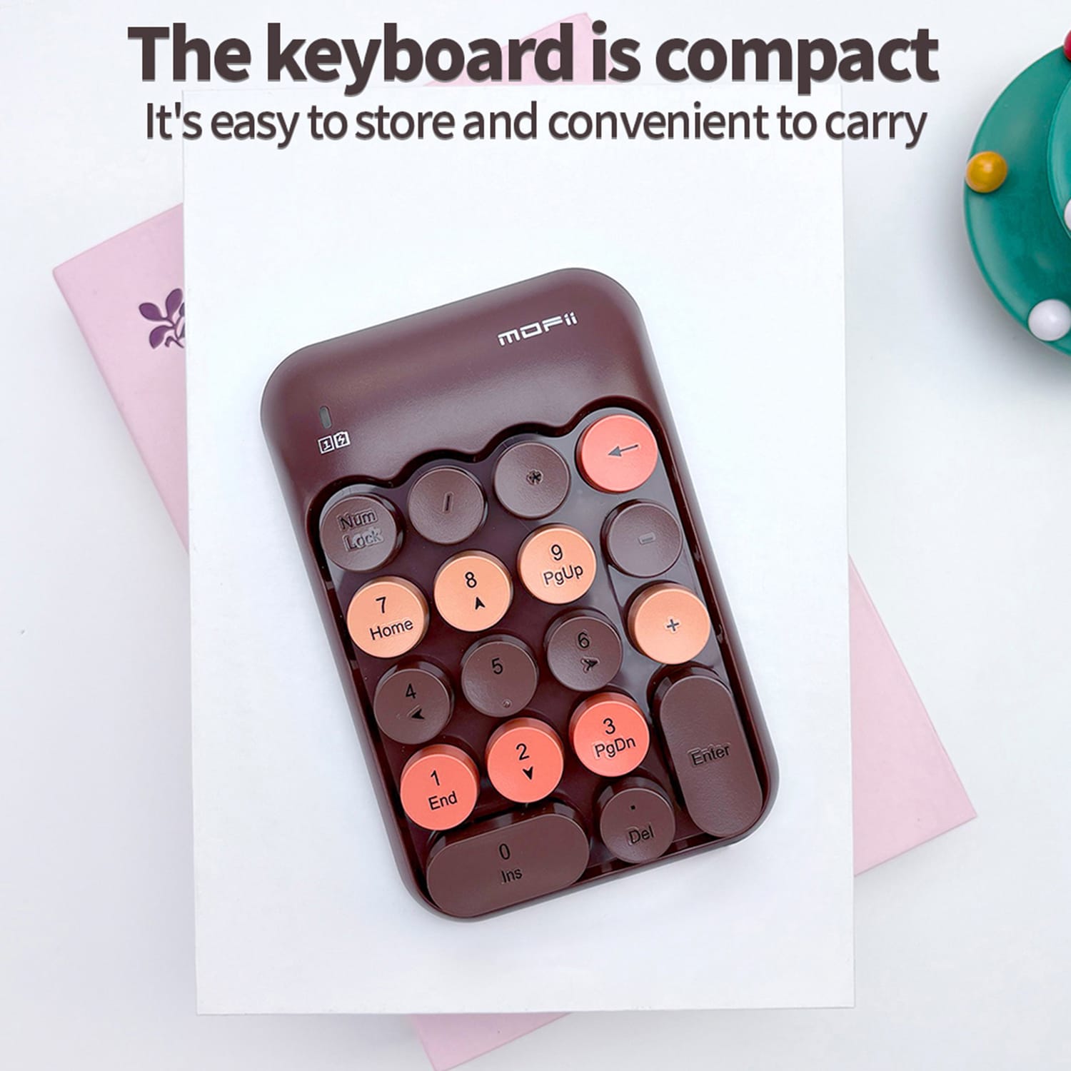 Wireless Numeric Keypad - Retro Ergonomic Design