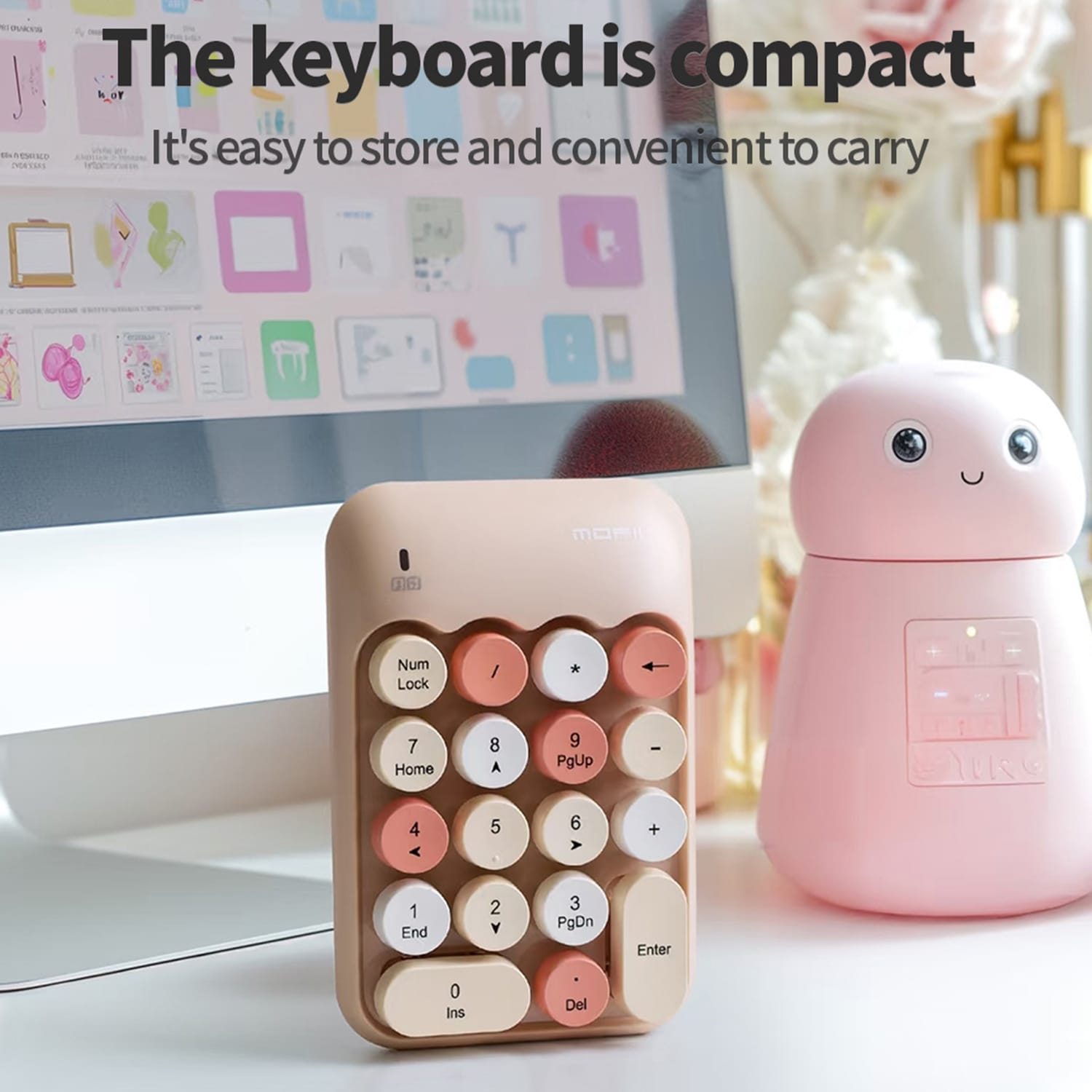Wireless Numeric Keypad - Retro Ergonomic Design