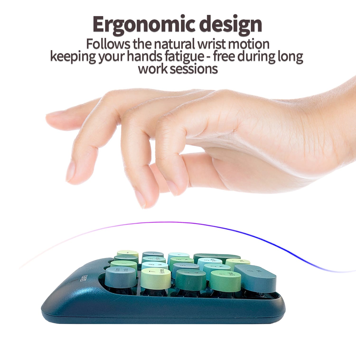 Wireless Numeric Keypad - Retro Ergonomic Design