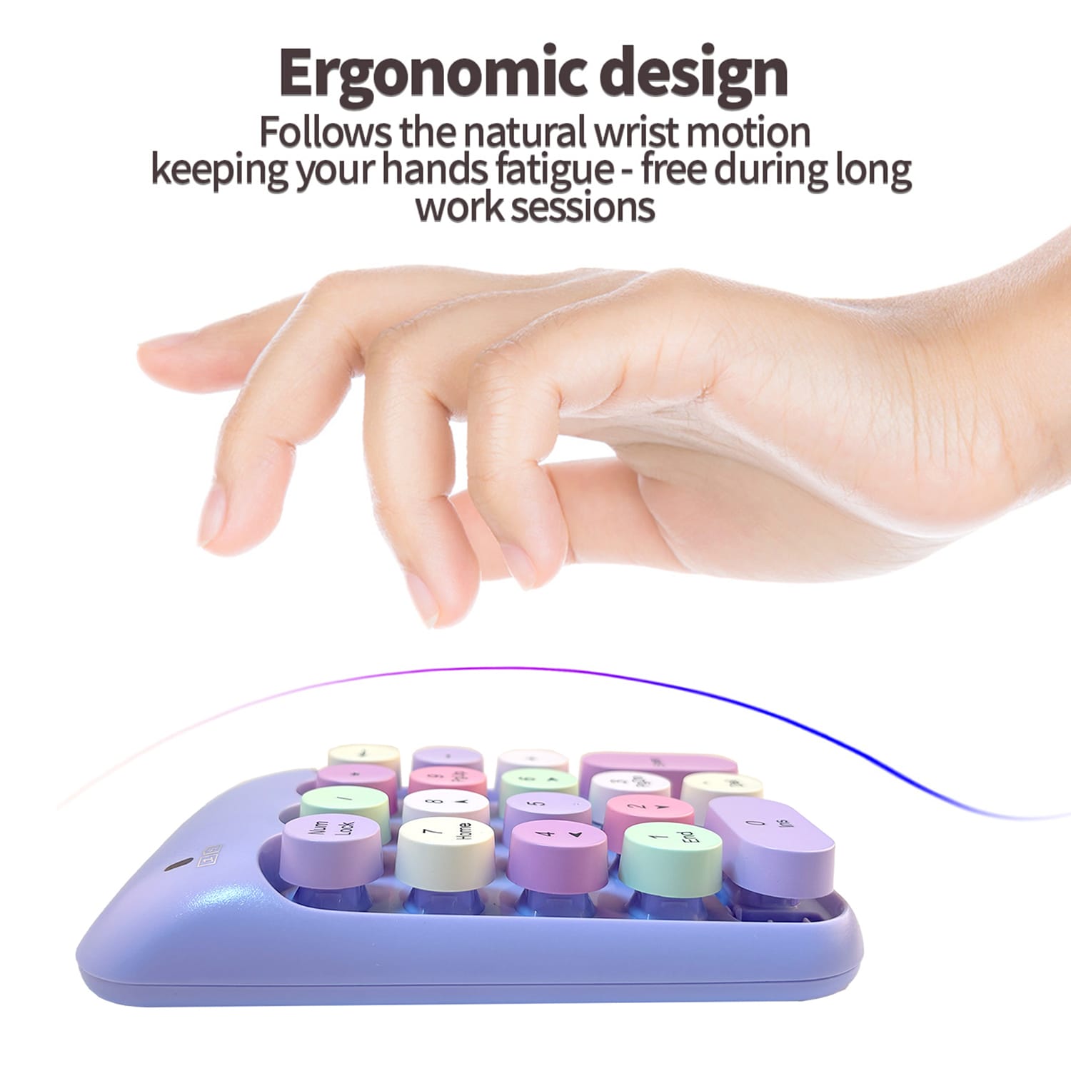 Wireless Numeric Keypad - Retro Ergonomic Design