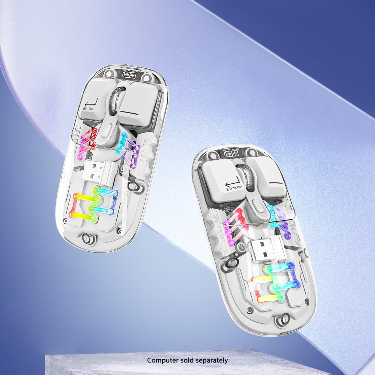 Cyberpunk Wireless Mouse - Transparent LED, Rechargeable Design | Glacier Pro Series