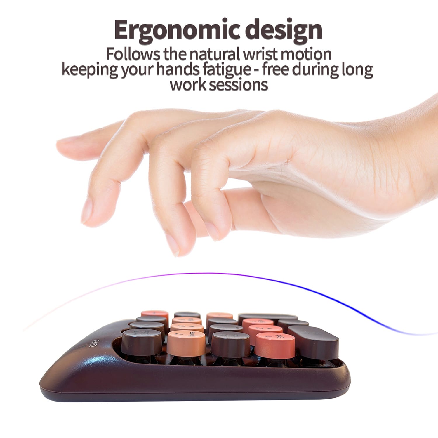 Wireless Numeric Keypad - Retro Ergonomic Design