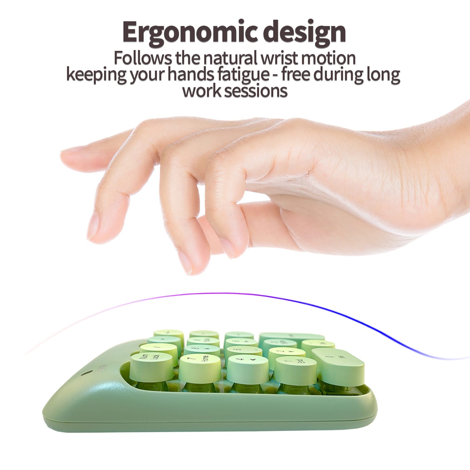 Wireless Numeric Keypad - Retro Ergonomic Design