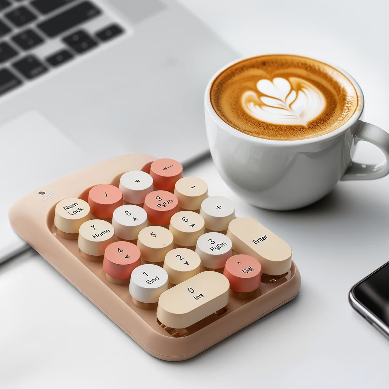 Wireless Numeric Keypad - Retro Ergonomic Design