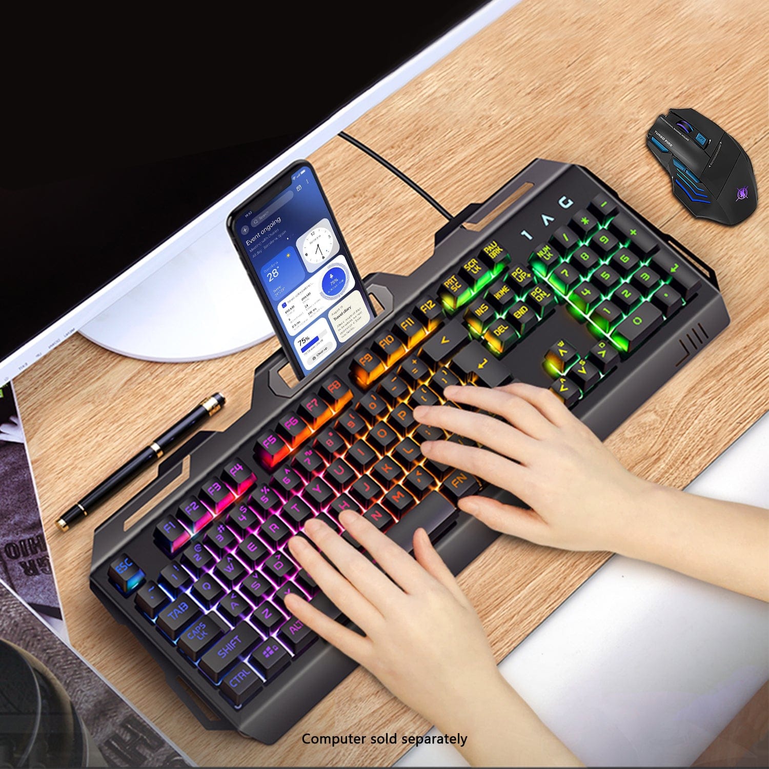 Wired Gaming Keyboard & Mouse Combo - Anti-Ghosting Multi-Key, 7-RGB Backlights