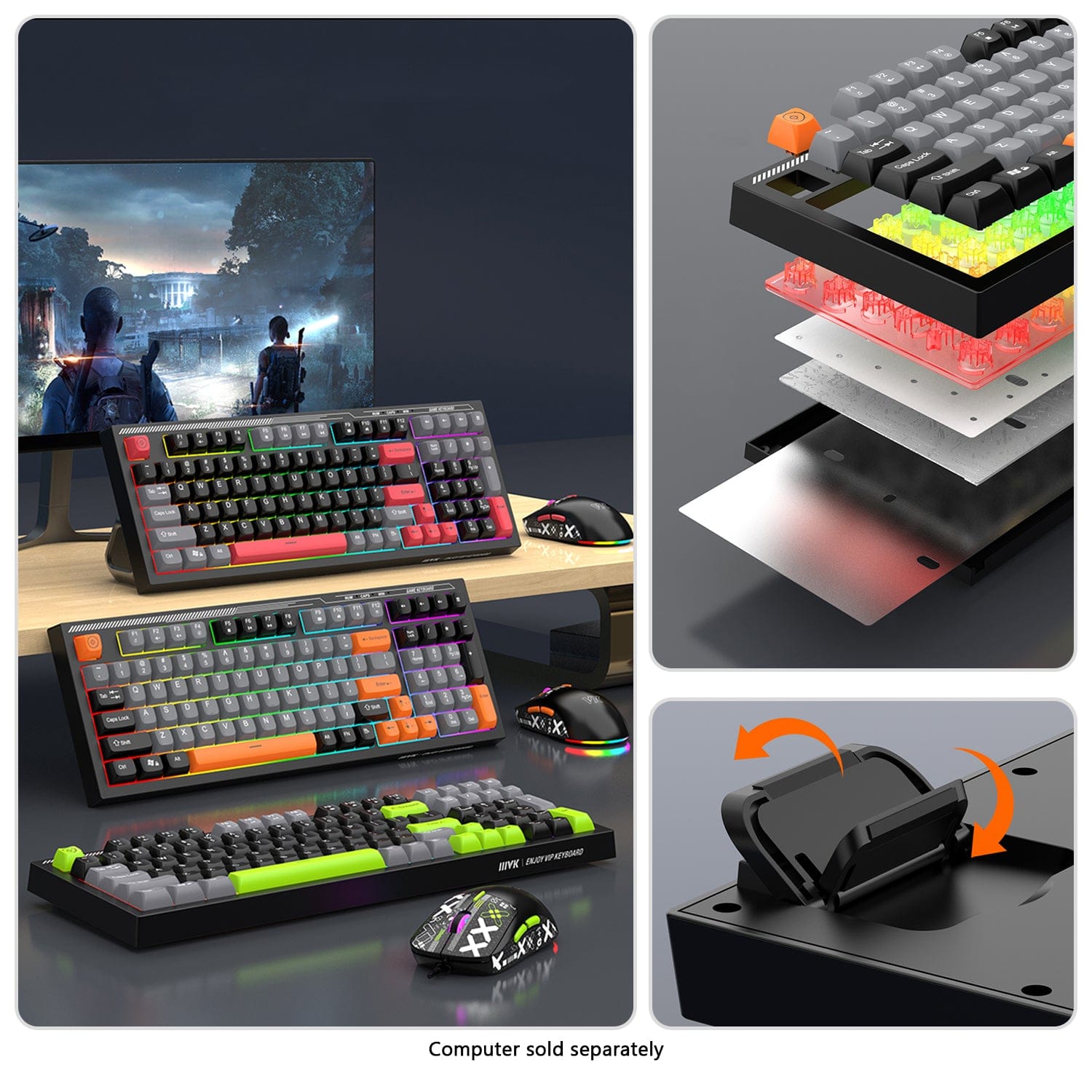 Wired Gaming Keyboard & Mouse Combo - 98 Keys, Anti-Ghosting Multi-Key, 7-RGB Backlights