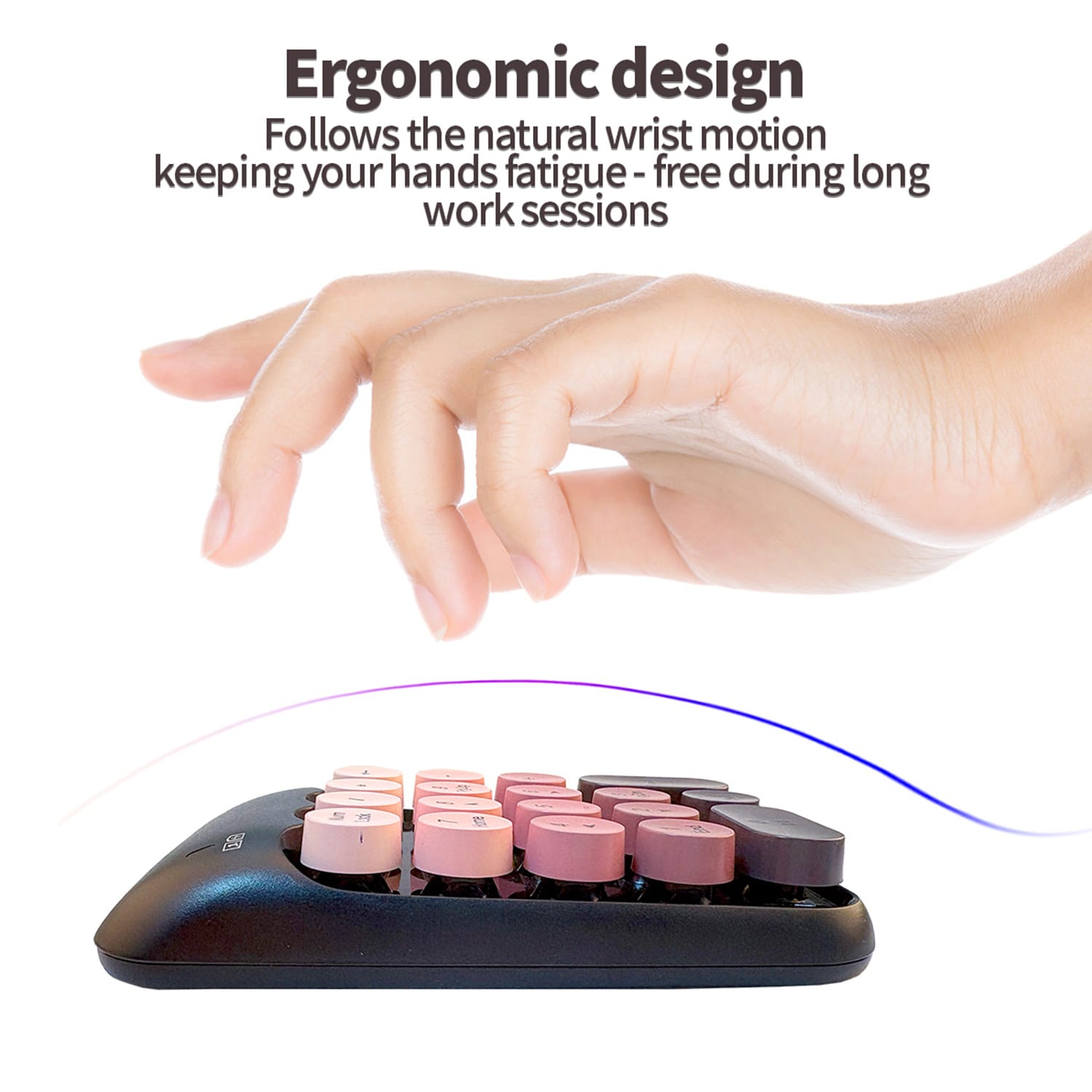 Wireless Numeric Keypad - Retro Ergonomic Design